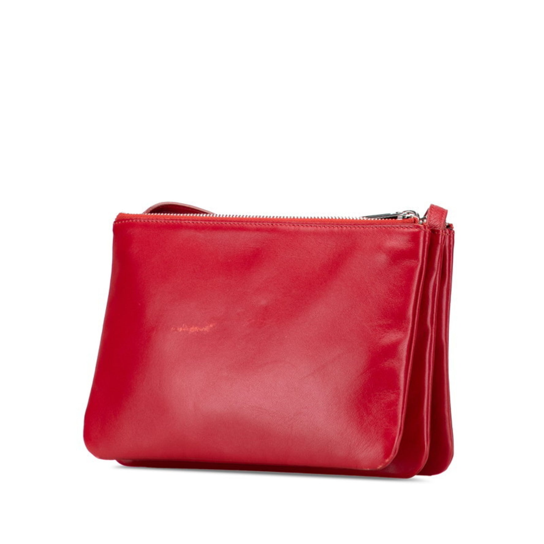 Celine Trio Small Shoulder Bag in Red Leather