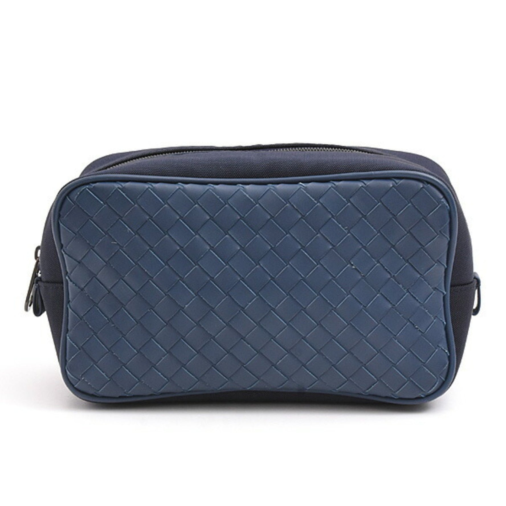 Bottega Veneta Men's Clutch Bag, Intrecciato Pouch, Travel Lambskin, Blue