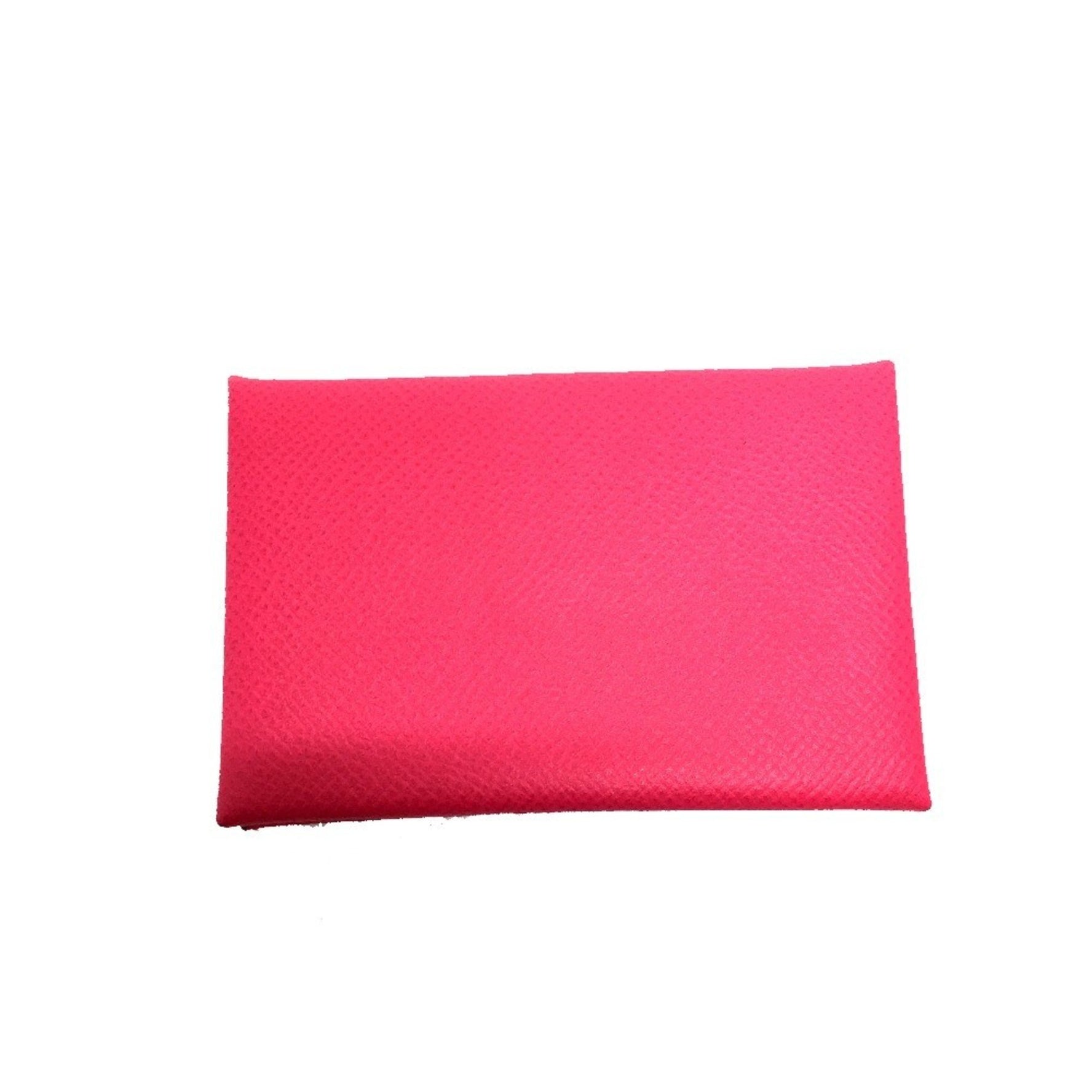 HERMES Calvi Bifold Business Card Case, Coin Epsom Leather, Rose Tyrien (estimated), Pink