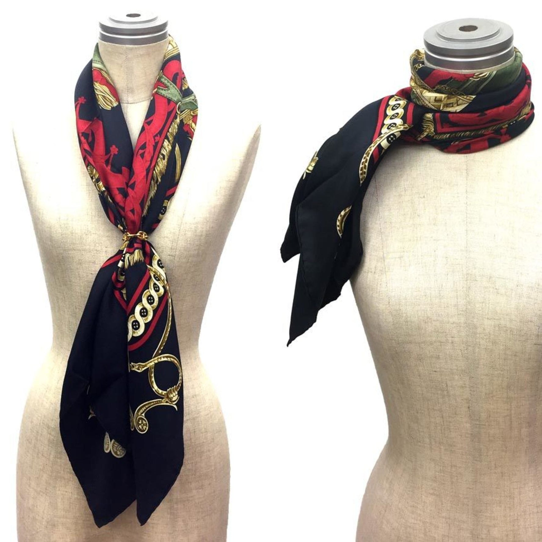 HERMES Carre 90 Scarf Muffler BRIDE DE COUR 100% Silk