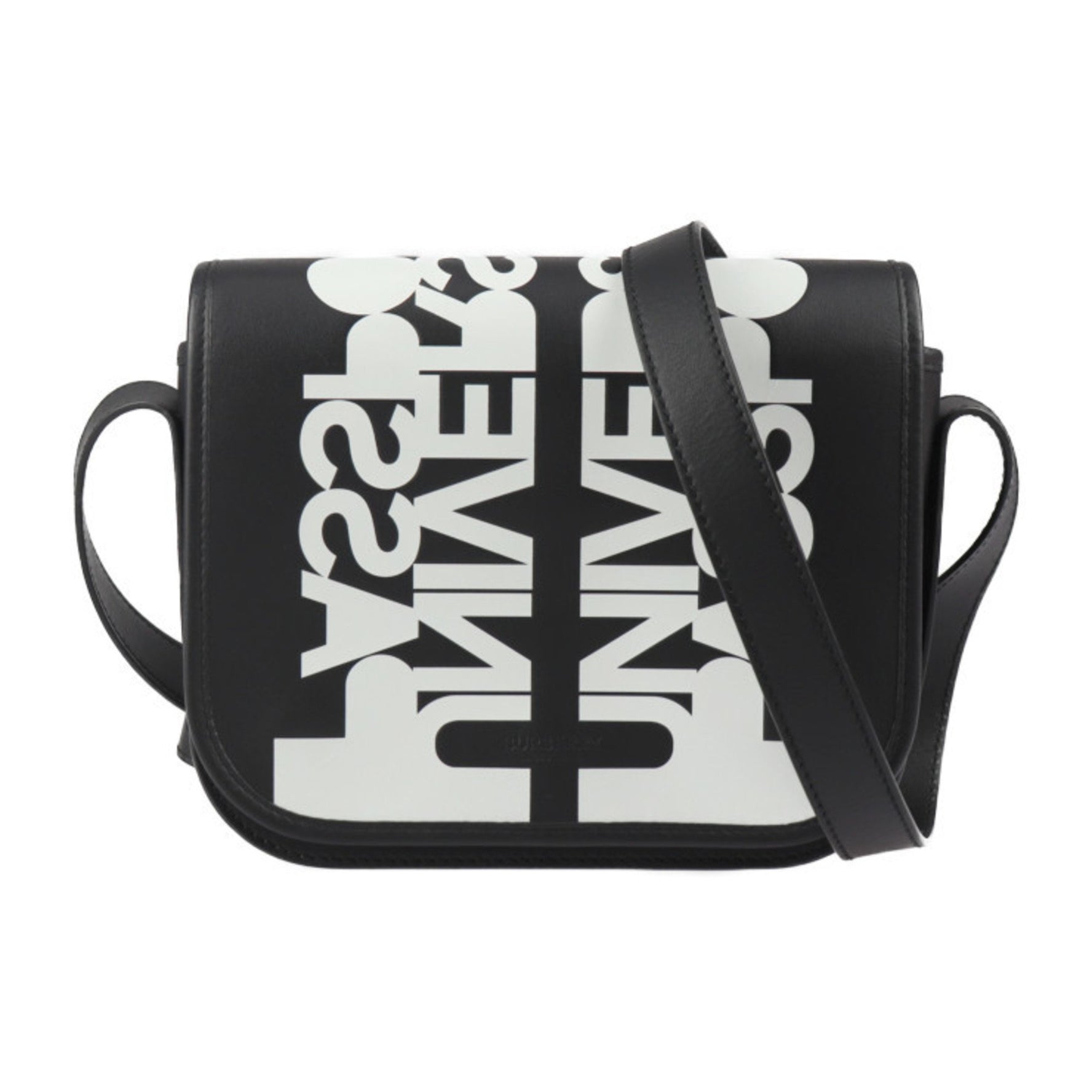 BURBERRY universal passport shoulder bag leather black white messenger crossbody