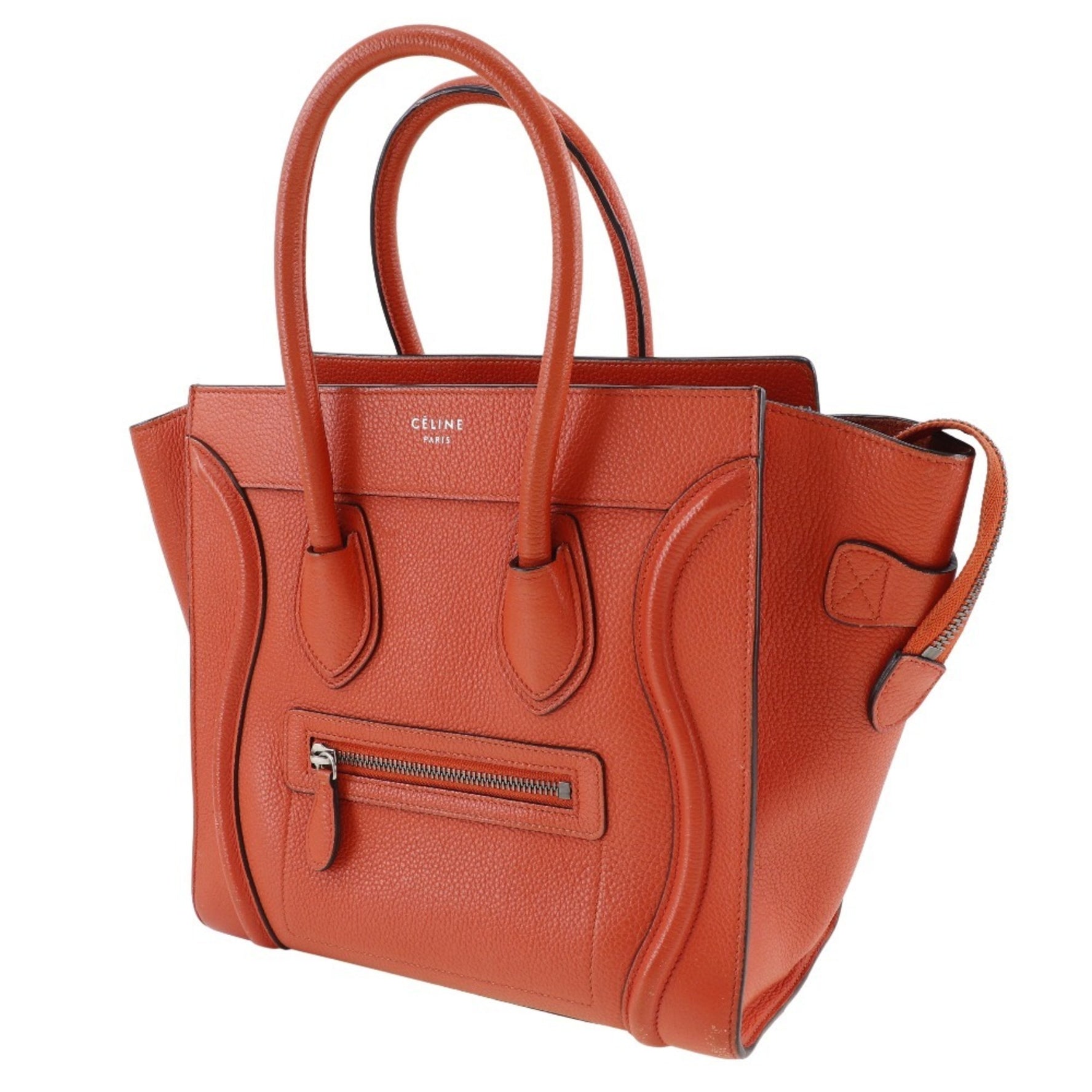 CELINE Luggage Micro Handbag Calf Red