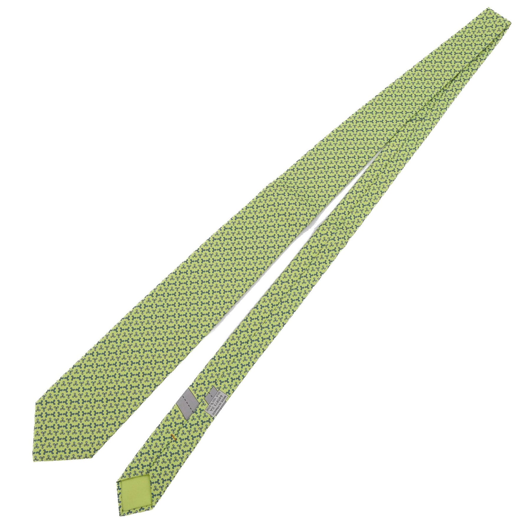 HERMES Airplane Propeller Silk Tie in Yellow-Green