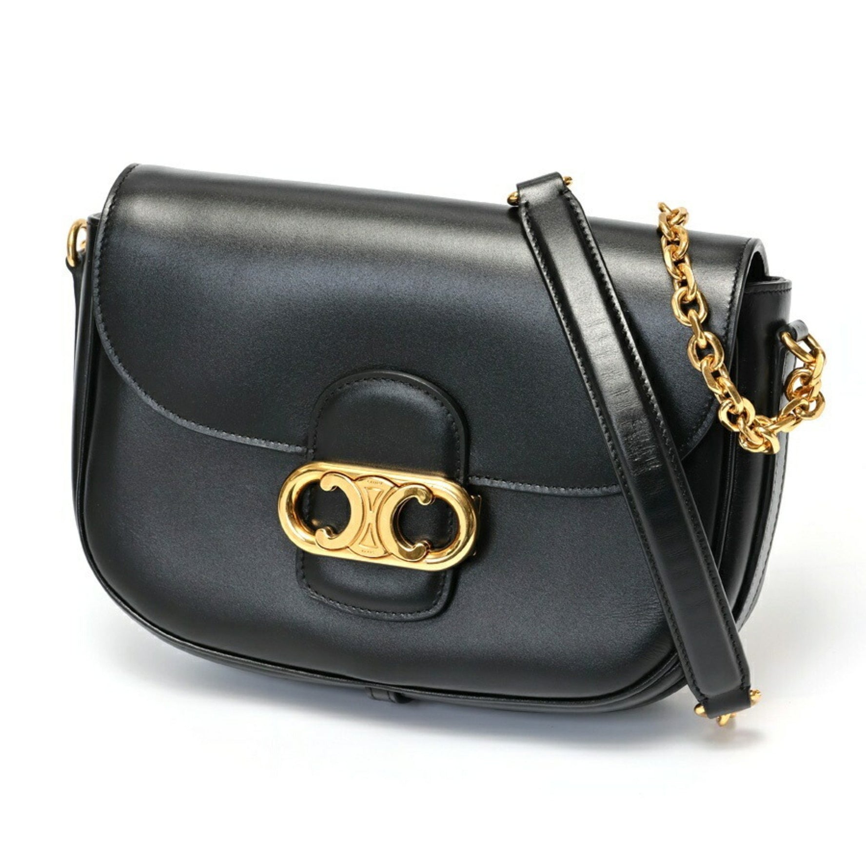 CELINE Triomphe Maillon Chain Shoulder Bag Leather