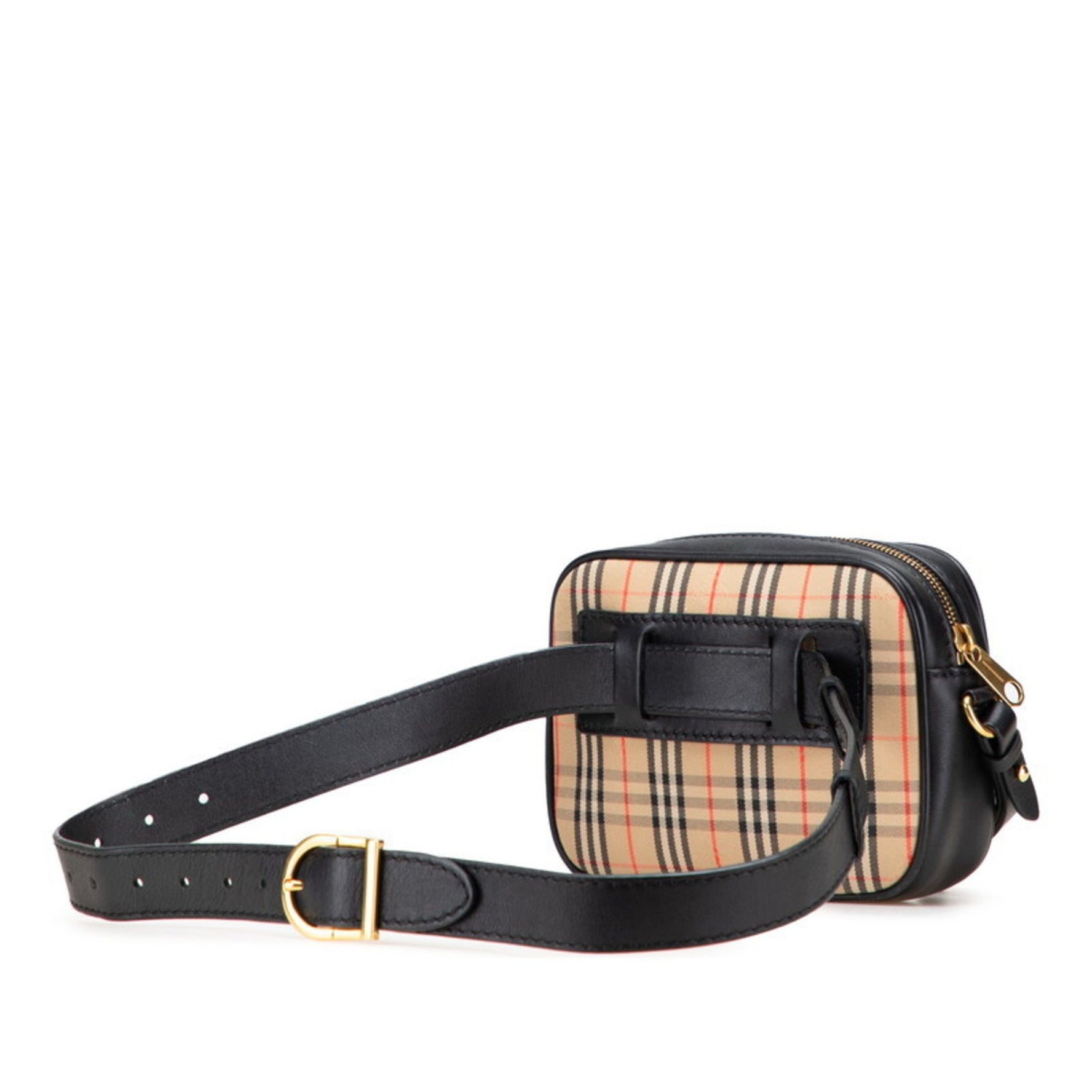 Burberry Nova Check Waist Bag/Body Bag in Beige and Black Canvas Leather