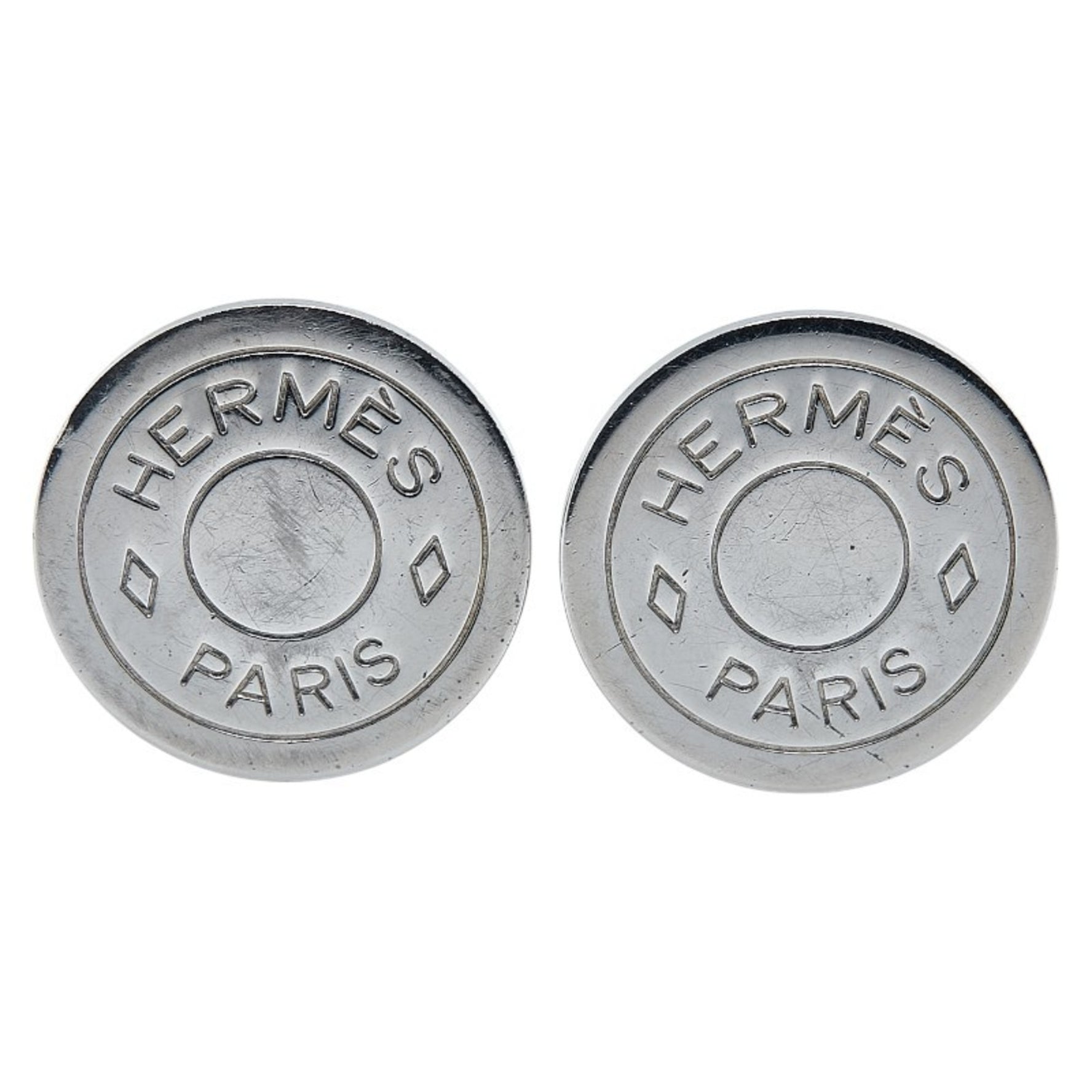 Hermes Serie Earrings Silver Metal
