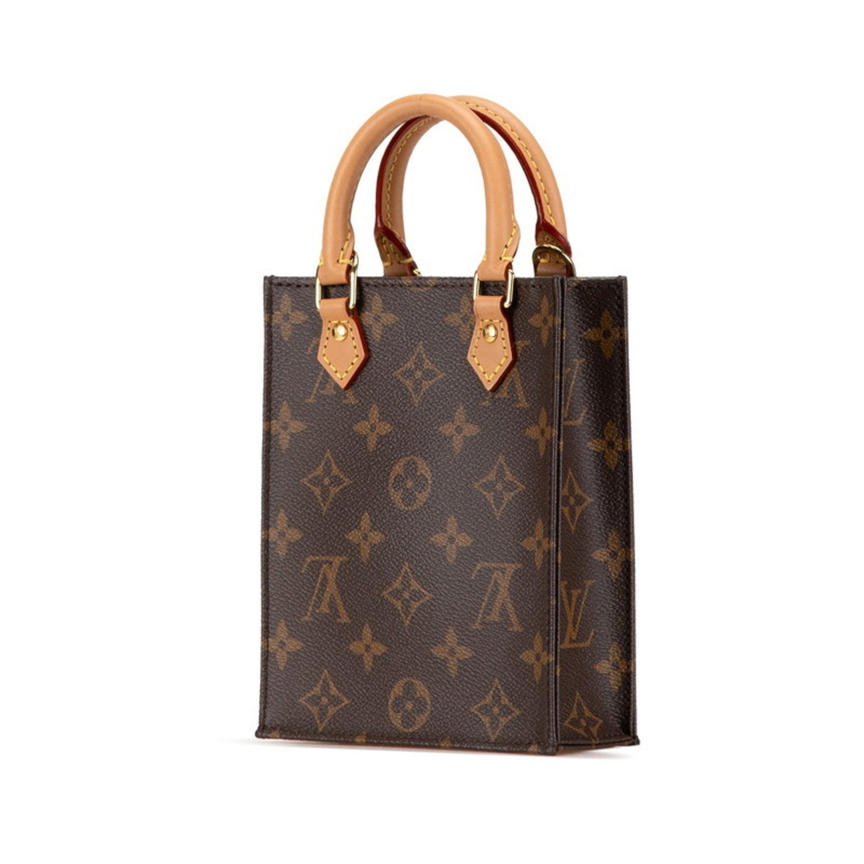 Louis Vuitton Monogram Petite Sac Plat Handbag Shoulder Bag Brown PVC Leather