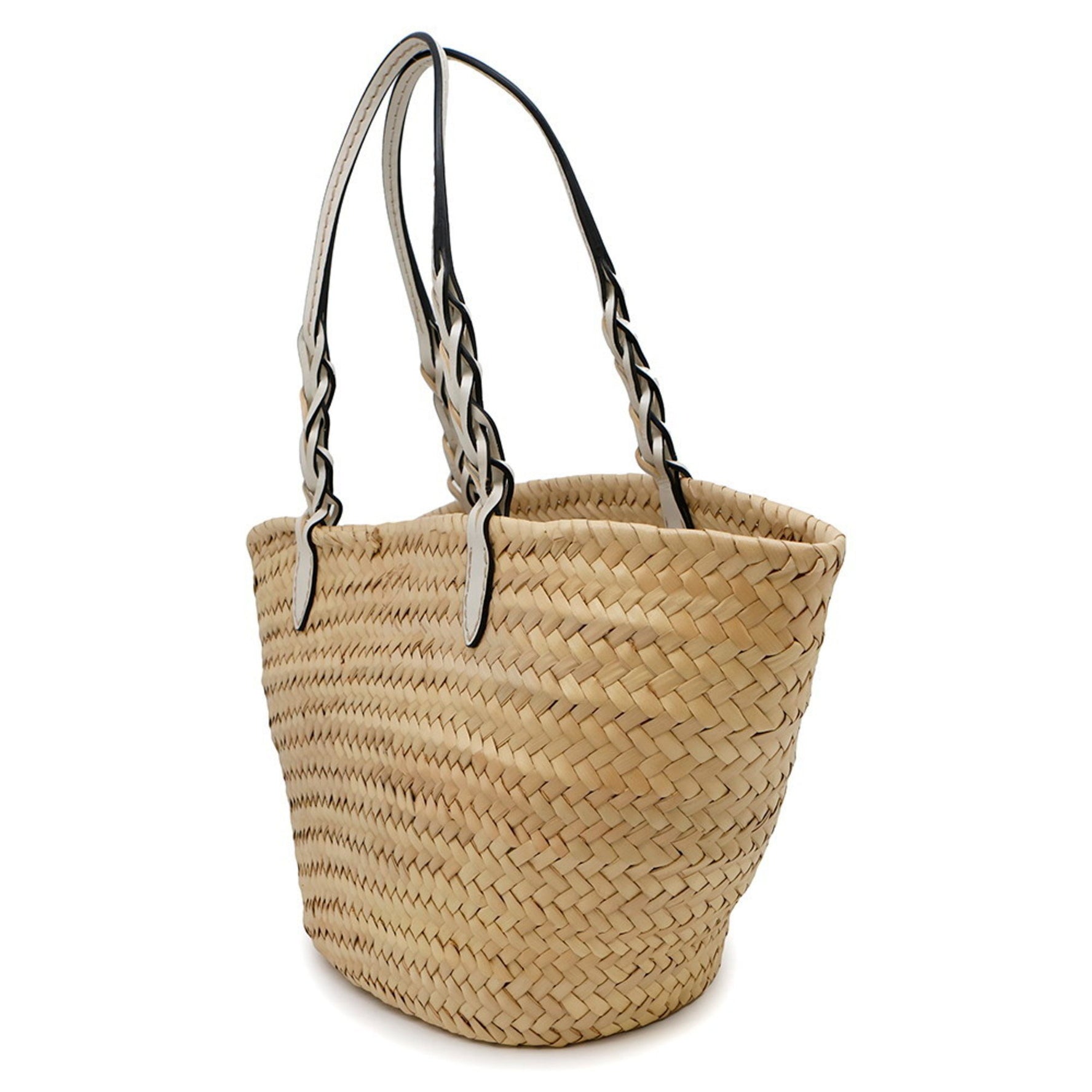 Prada Woven Palm Straw Tote Bag White