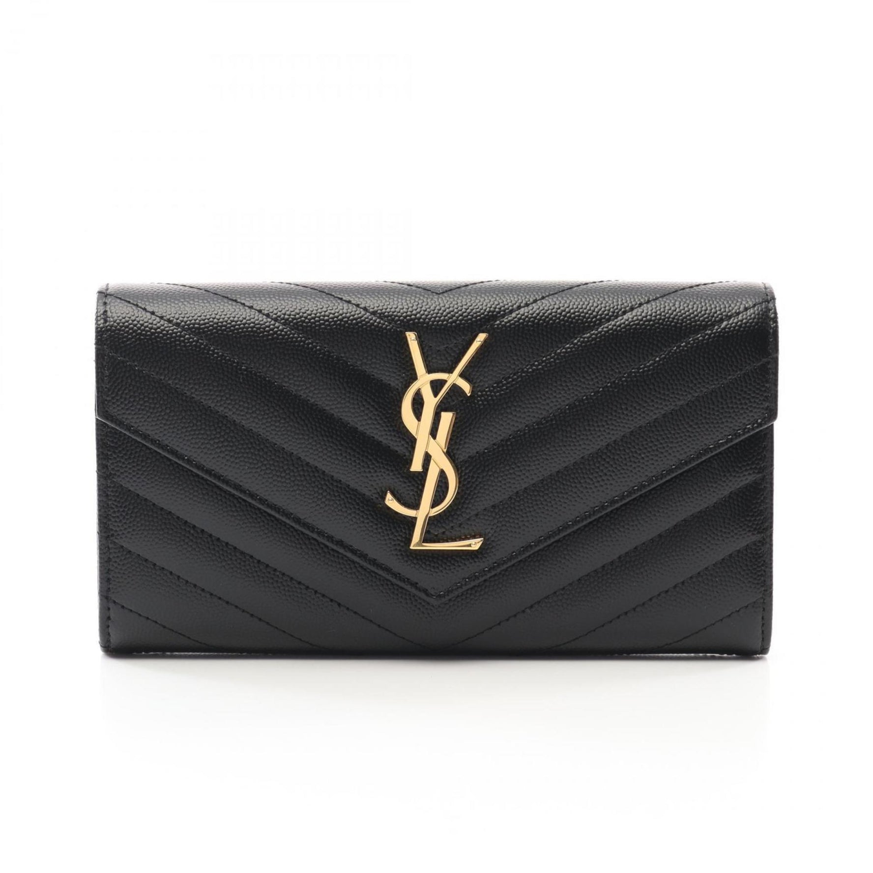 Saint Laurent Monogram Bi-fold Long Wallet Leather