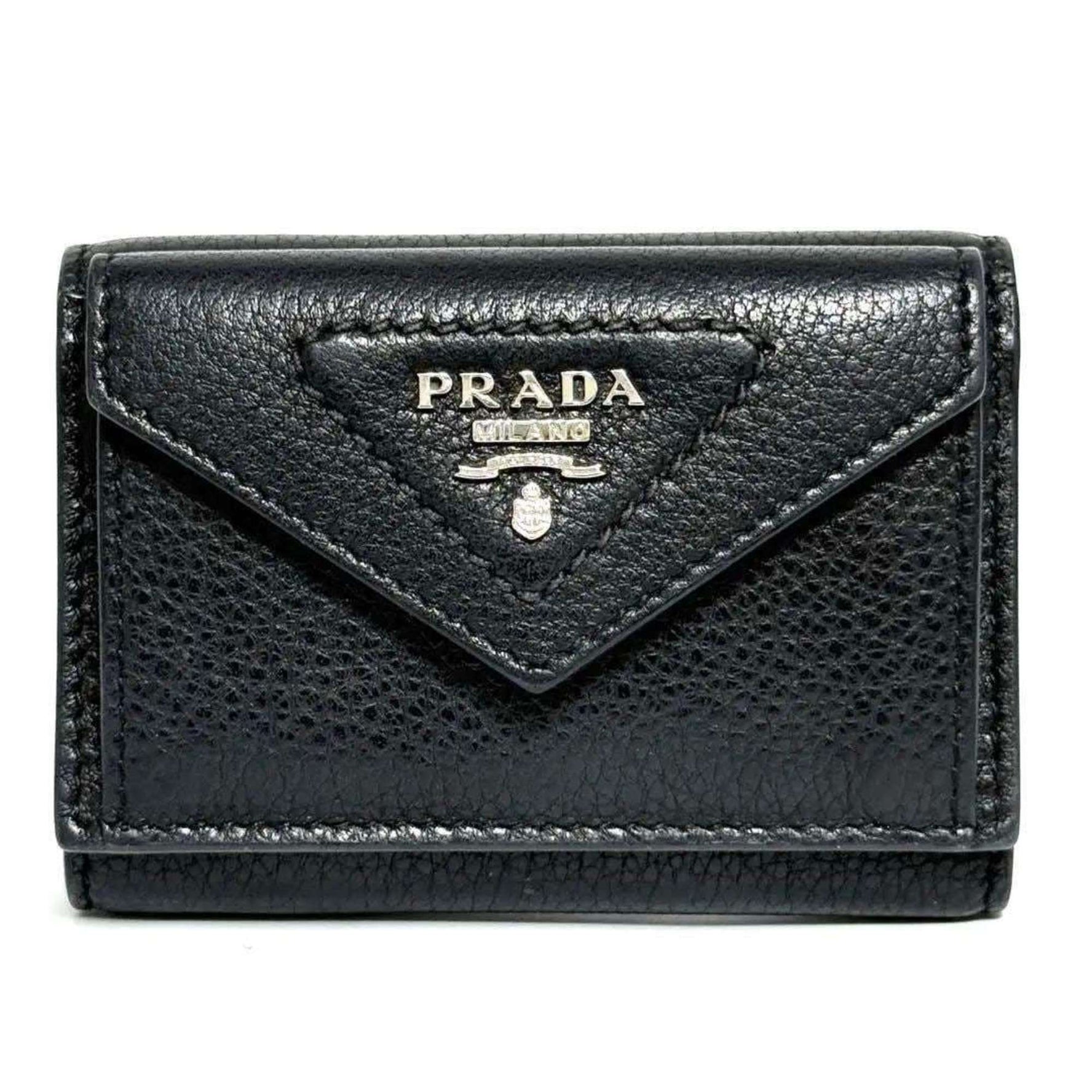 Prada Men's Vitello Dino Trifold Wallet, Compact