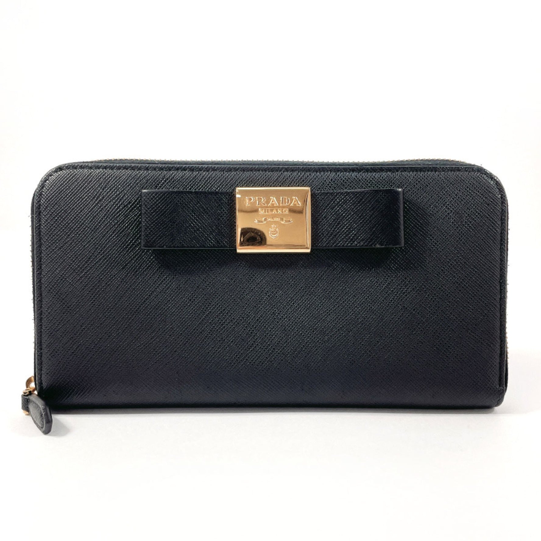 PRADA Long Wallet Saffiano Leather Engraved