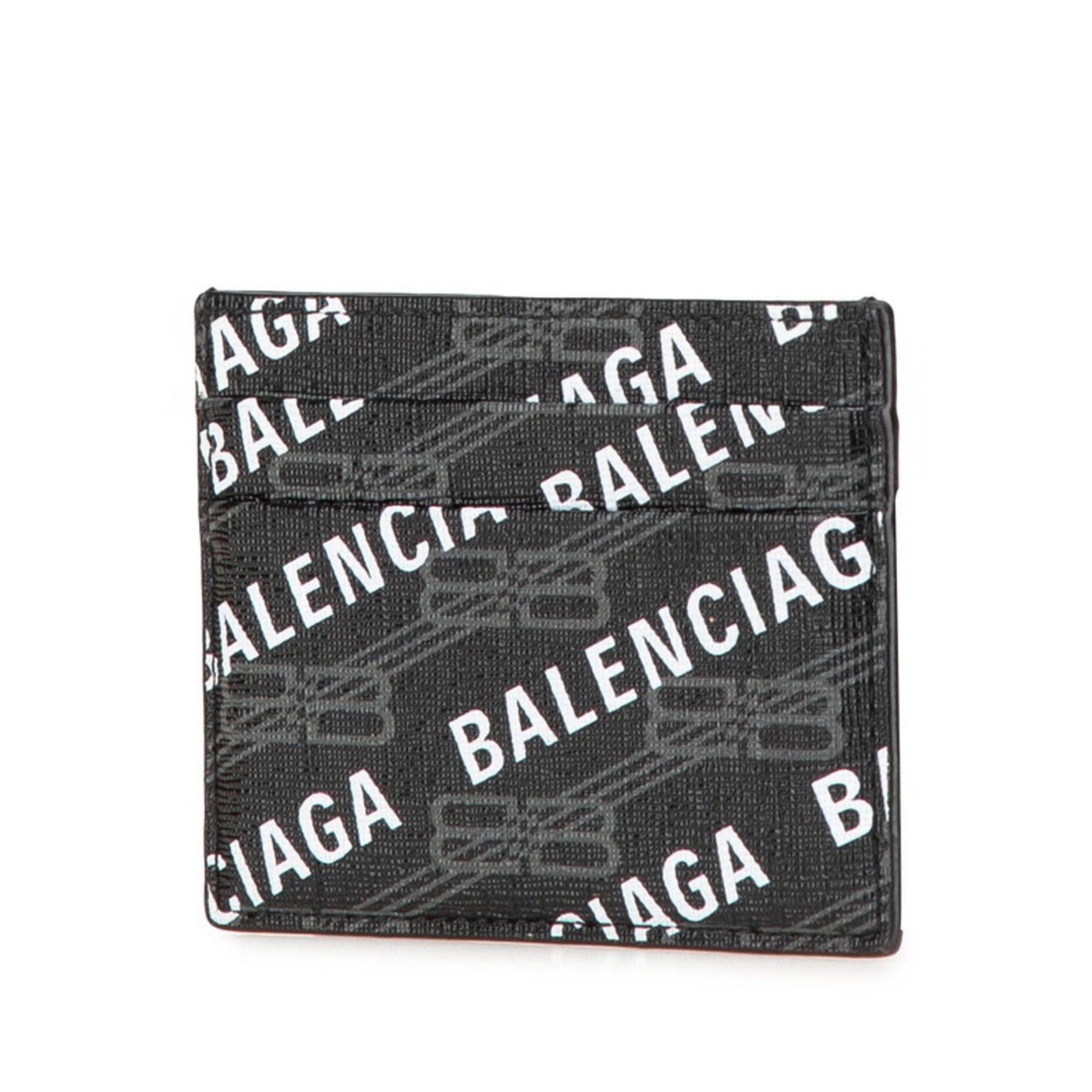 Balenciaga Logo Card Case/Pass Case Black/White PVC