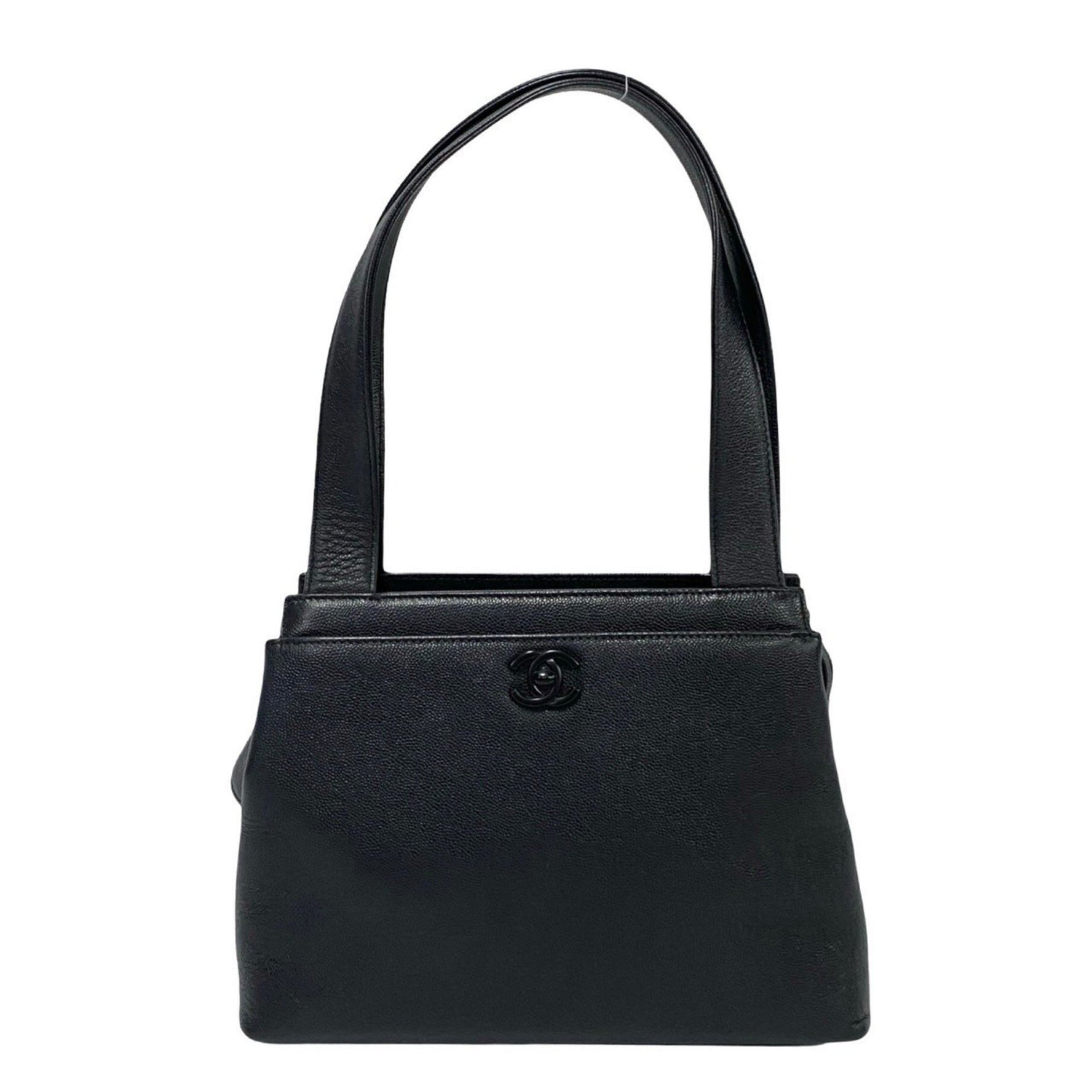 CHANEL Caviar Skin Coco Mark Turnlock Handbag Mini Tote Bag