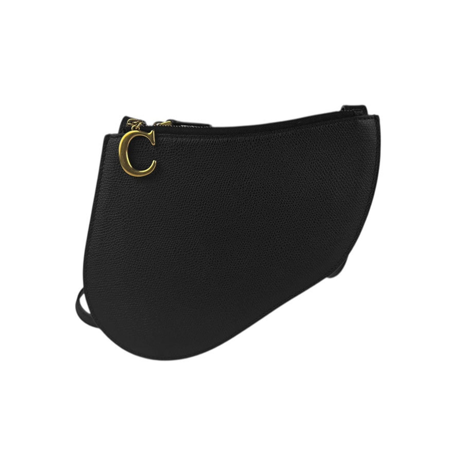Christian Dior Shoulder Bag Saddle Leather Gold