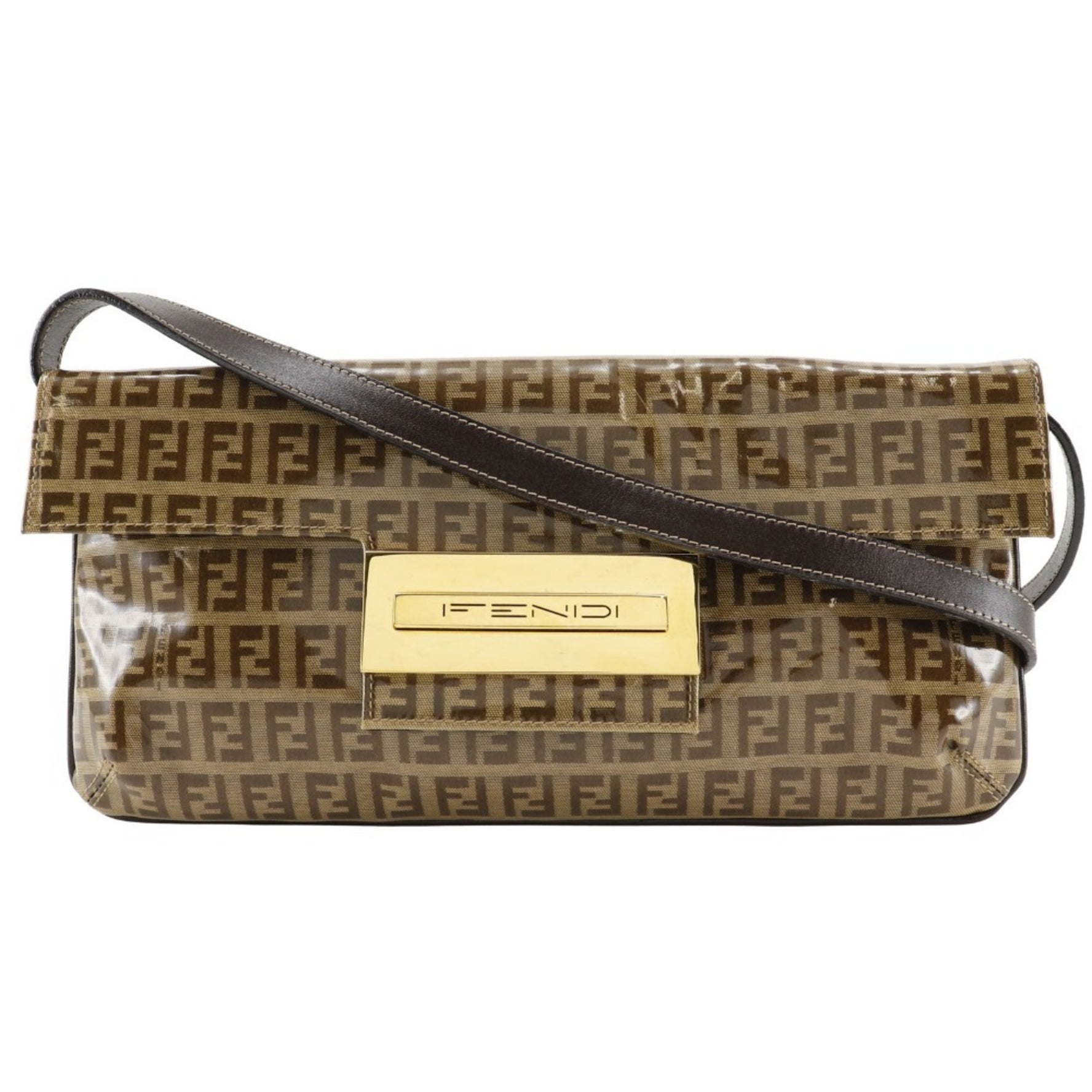 FENDI Mamma Bucket Shoulder Bag Zucchino Clutch Vinyl