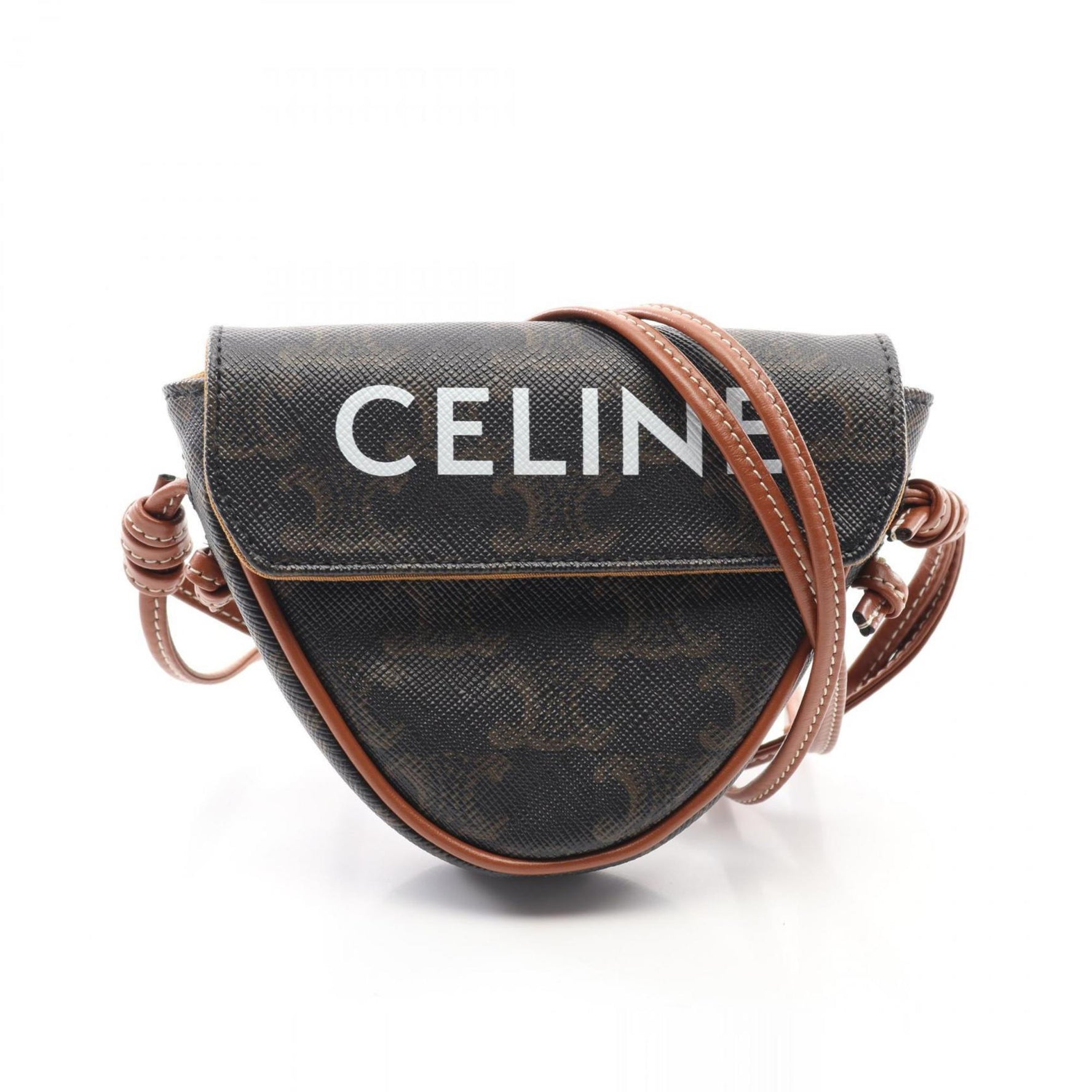 CELINE Triomphe Triangle Mini Shoulder Bag Coated Canvas Leather