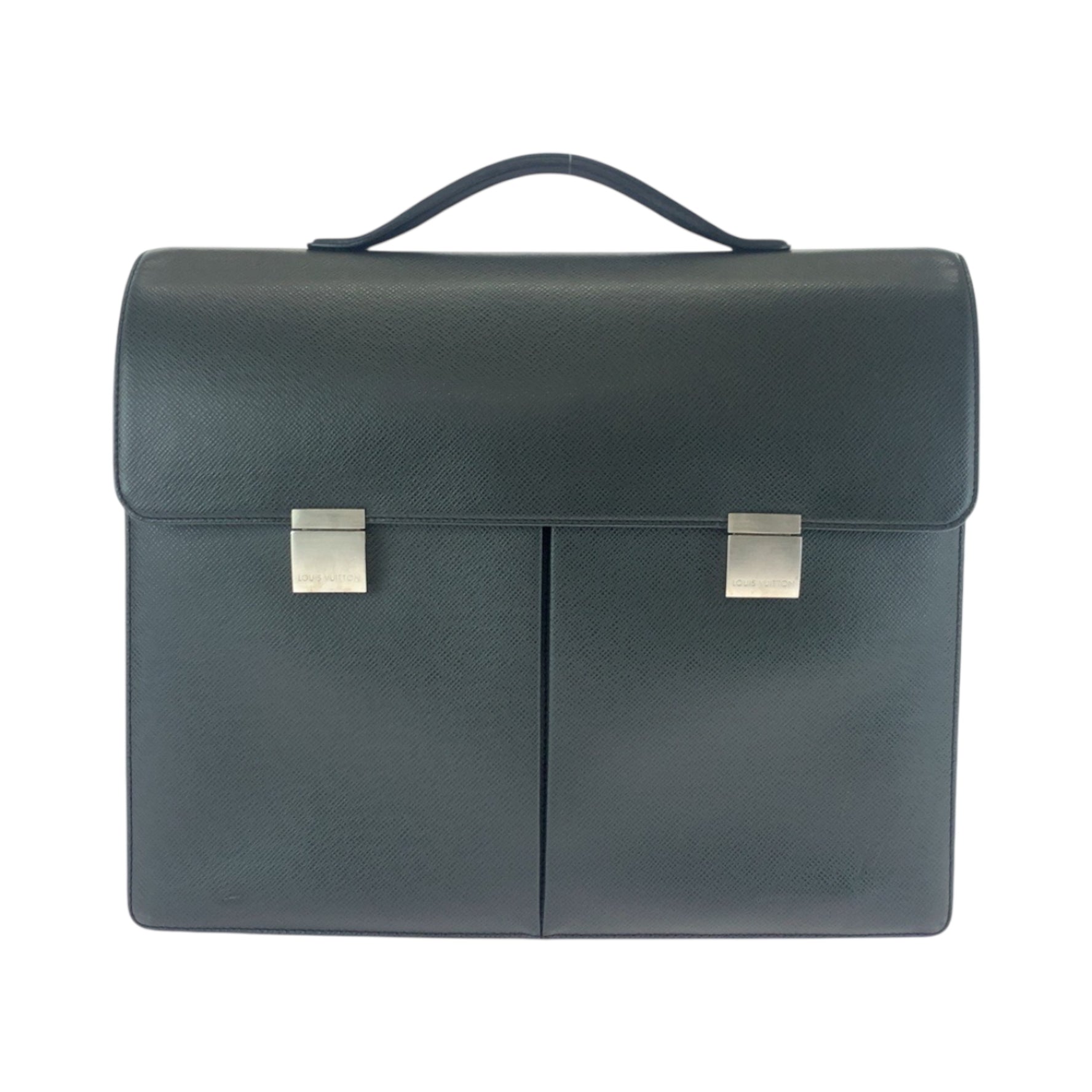 Louis Vuitton Taiga Kazan Ardoise Black Silver Hardware Business Bag Handbag