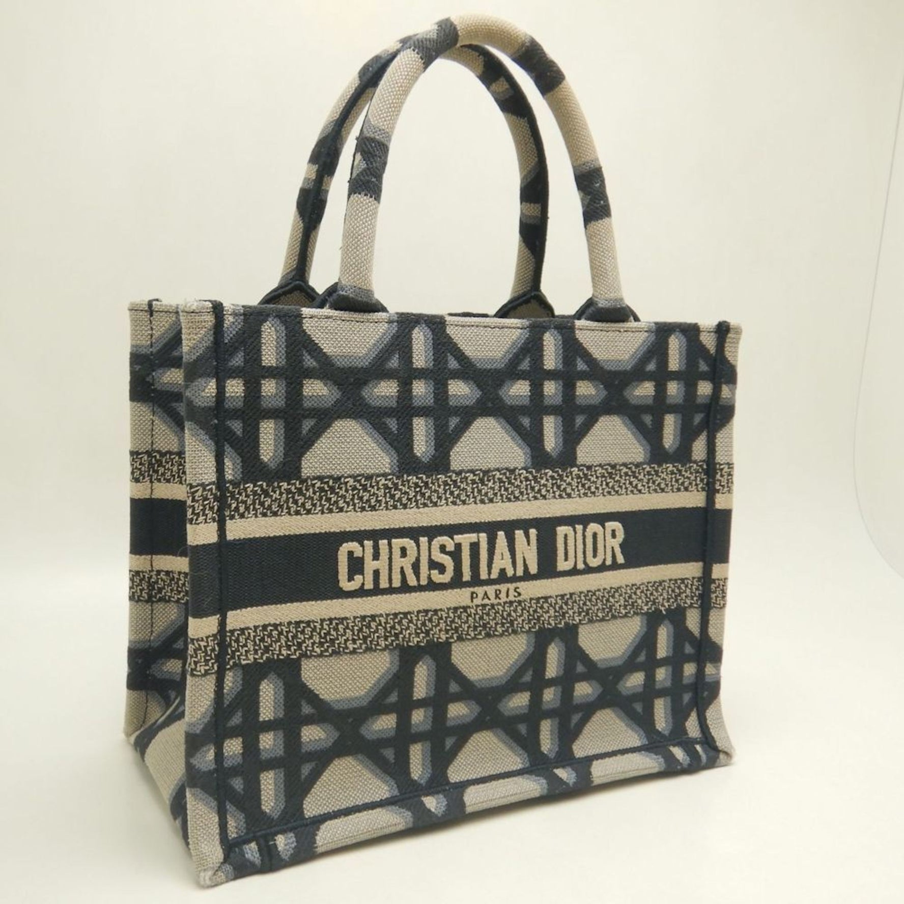 Christian Dior Book Tote Small Bag, Canvas, Navy and Gray