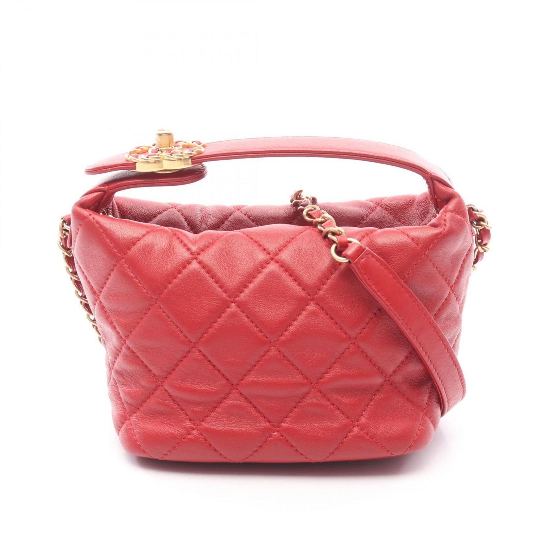 CHANEL 19 Disneuf Matelasse Small Hobo Bag Shoulder in Lambskin Leather, Red