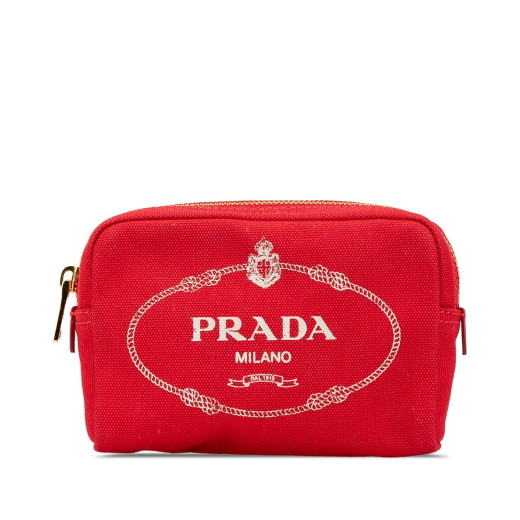 Prada Canapa Pouch Rosso Red Canvas Leather