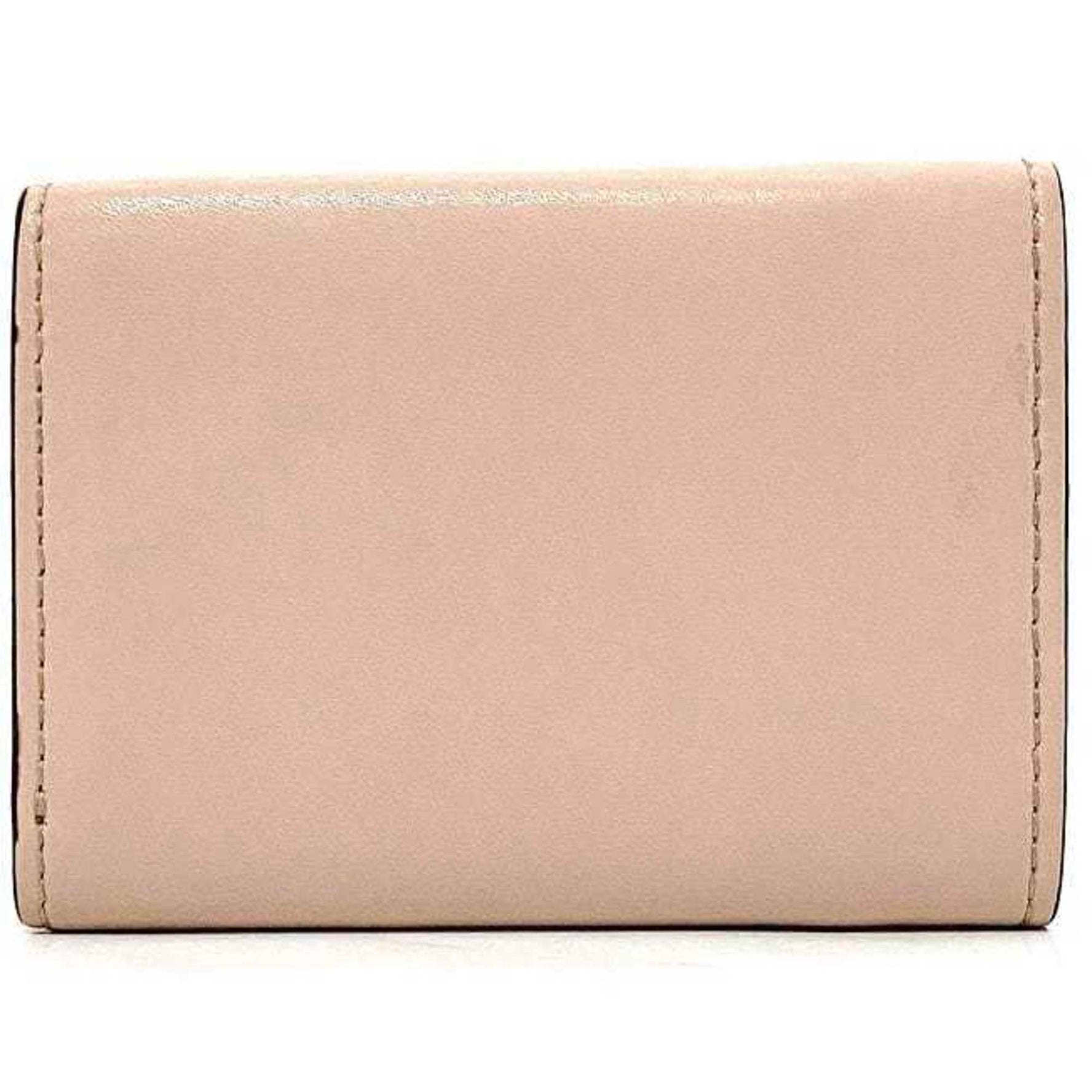 Fendi Trifold Wallet Pink Beige Gold Fizu Leather GP Circle