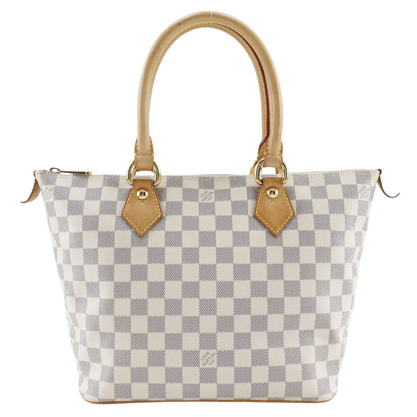 Louis Vuitton Saleya PM Handbag Damier Azur Canvas 2007 White