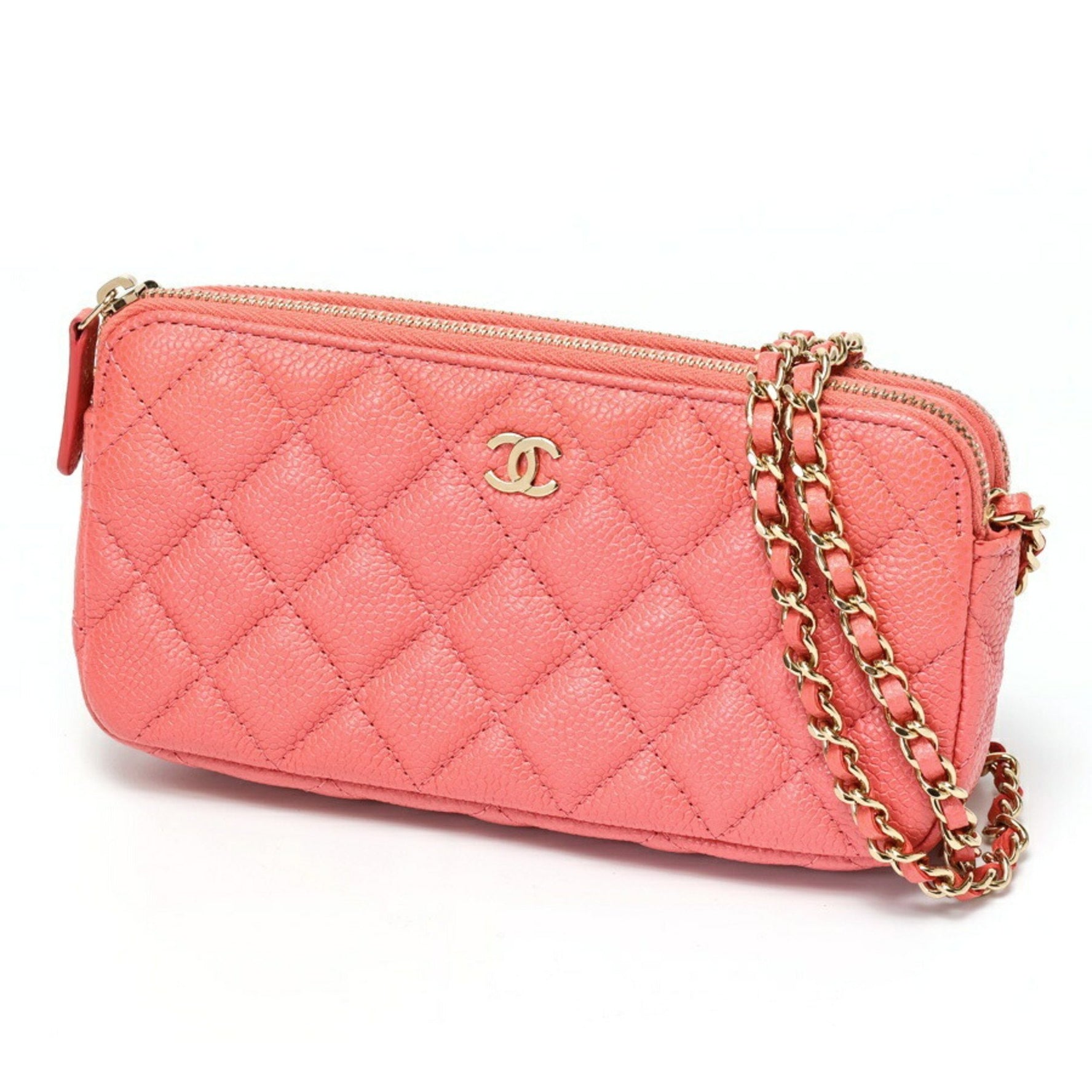 CHANEL Matelasse Chain Wallet Shoulder Bag Caviar Skin