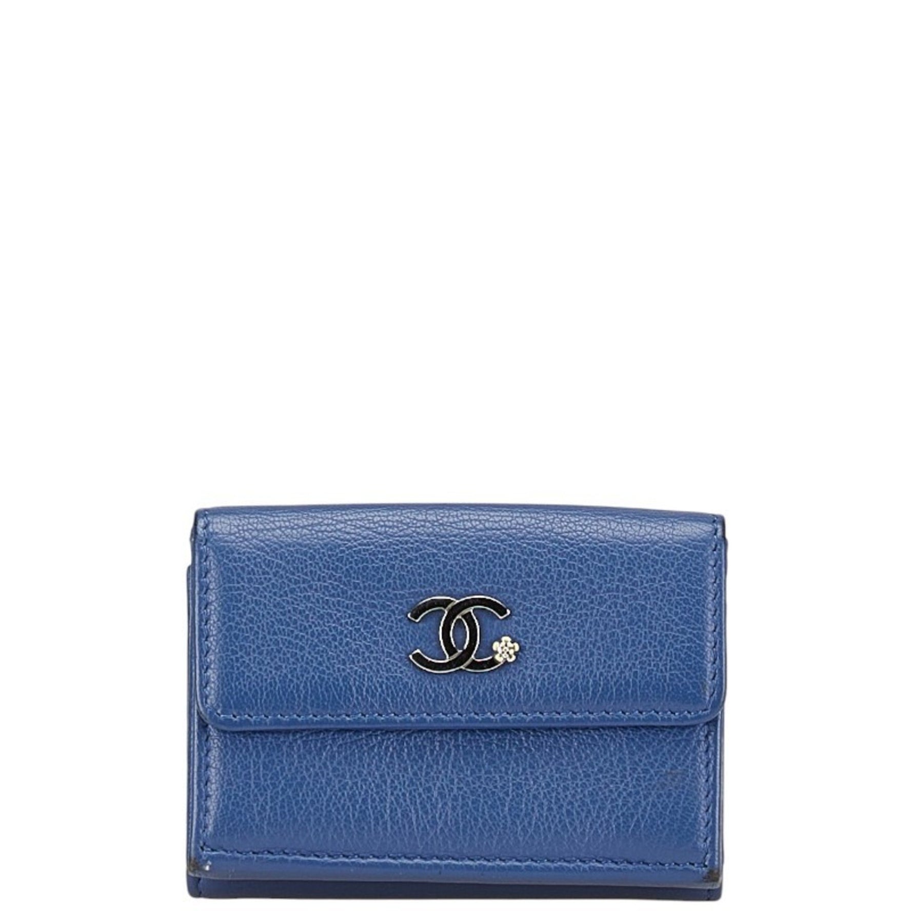 Chanel Coco Mark Lucky Flower Tri-fold Wallet, Small Compact Leather