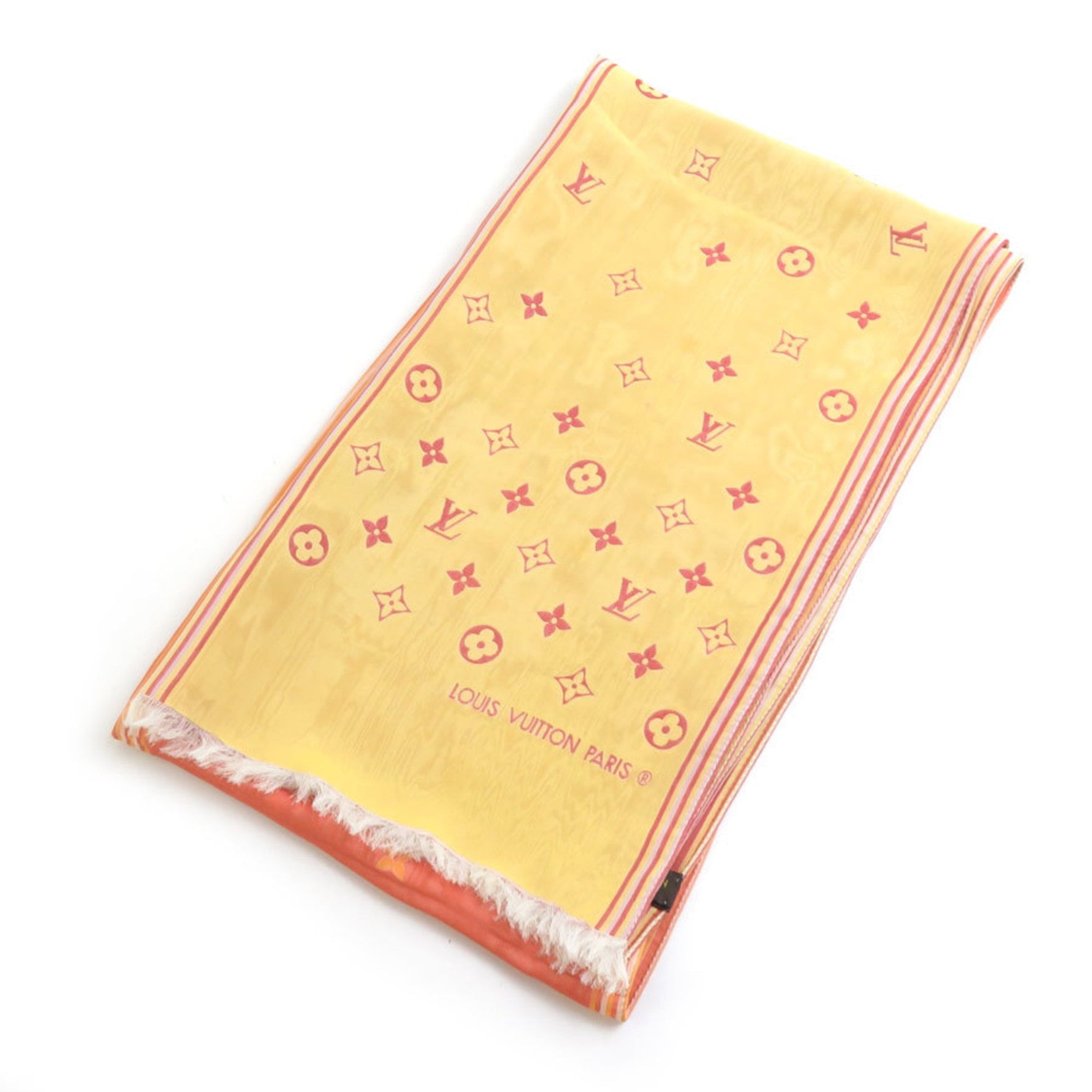Louis Vuitton Scarf/Muffler Monogram Silk Orange Red Yellow