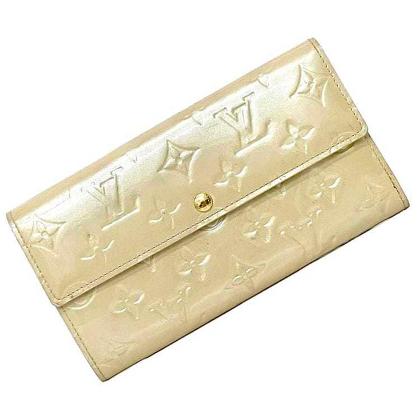 Louis Vuitton Bi-fold Long Wallet Portefeuille Sarah Beige Broncorail Monogram Vernis Canvas Enamel Patent Leather Flap