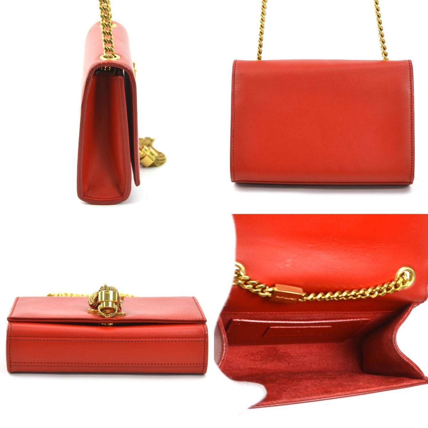 Saint Laurent shoulder bag leather red gold