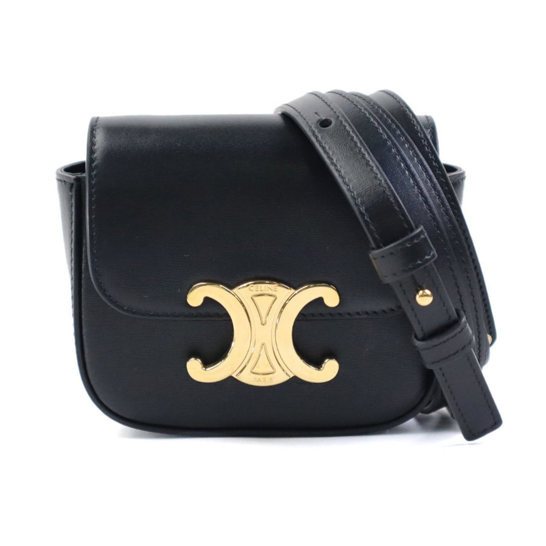 CELINE Shoulder Bag Claude Calf Leather Gold