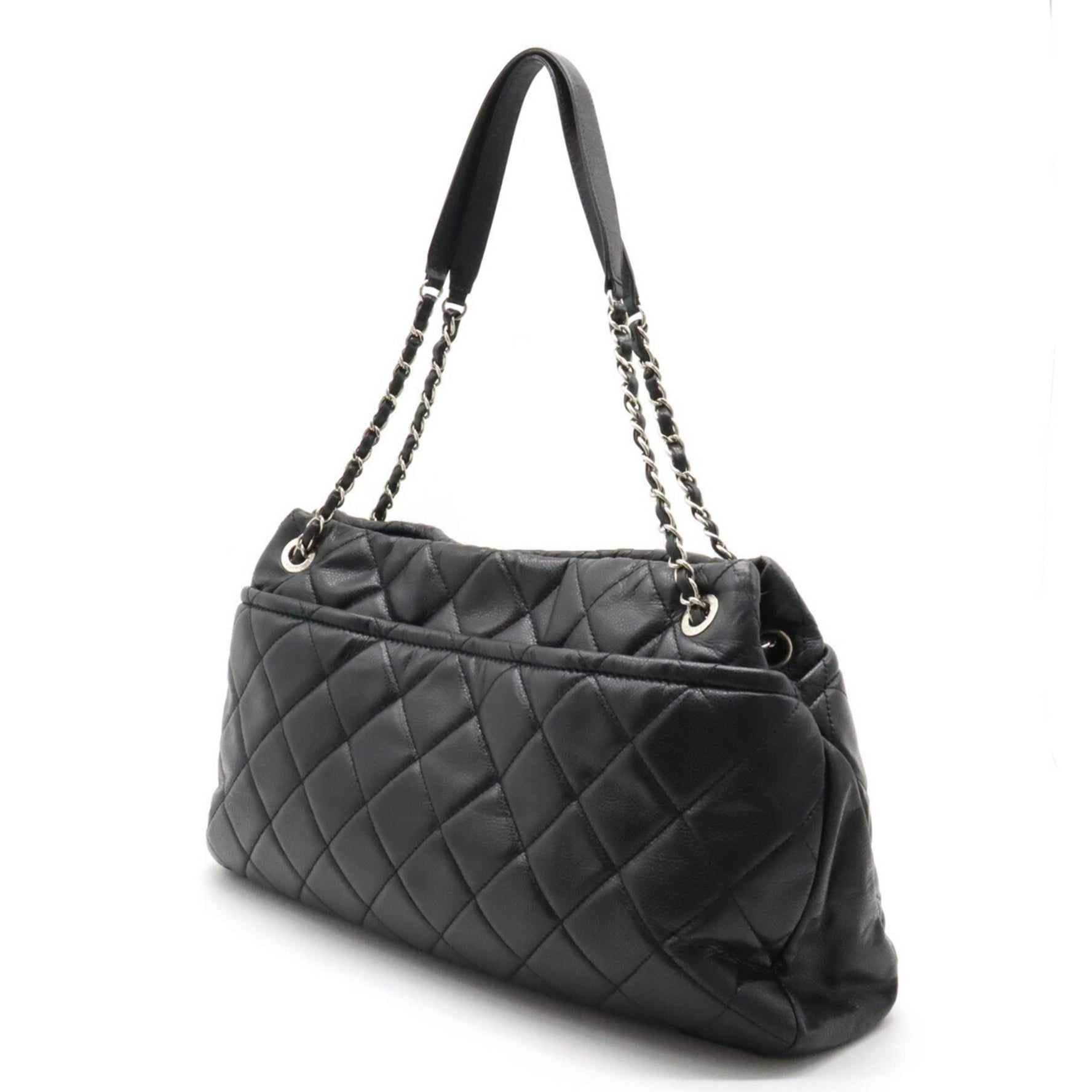 CHANEL Matelasse Coco Mark Chain Tote Bag Shoulder Caviar Skin Leather