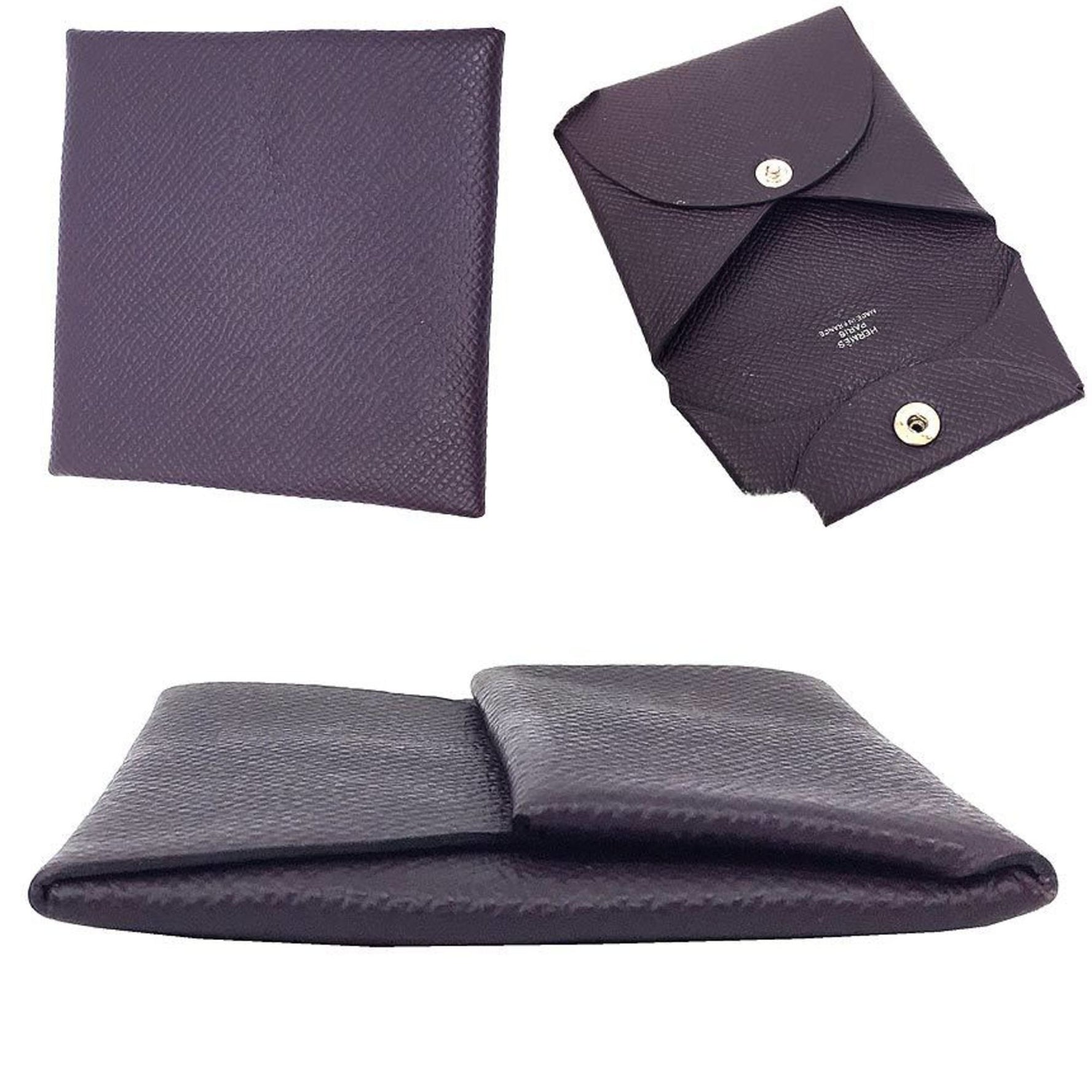Hermes Bastia Coin Case PORTE-MONNAIE BASTIA Purse Raisin Purple Epsom Leather Wallet