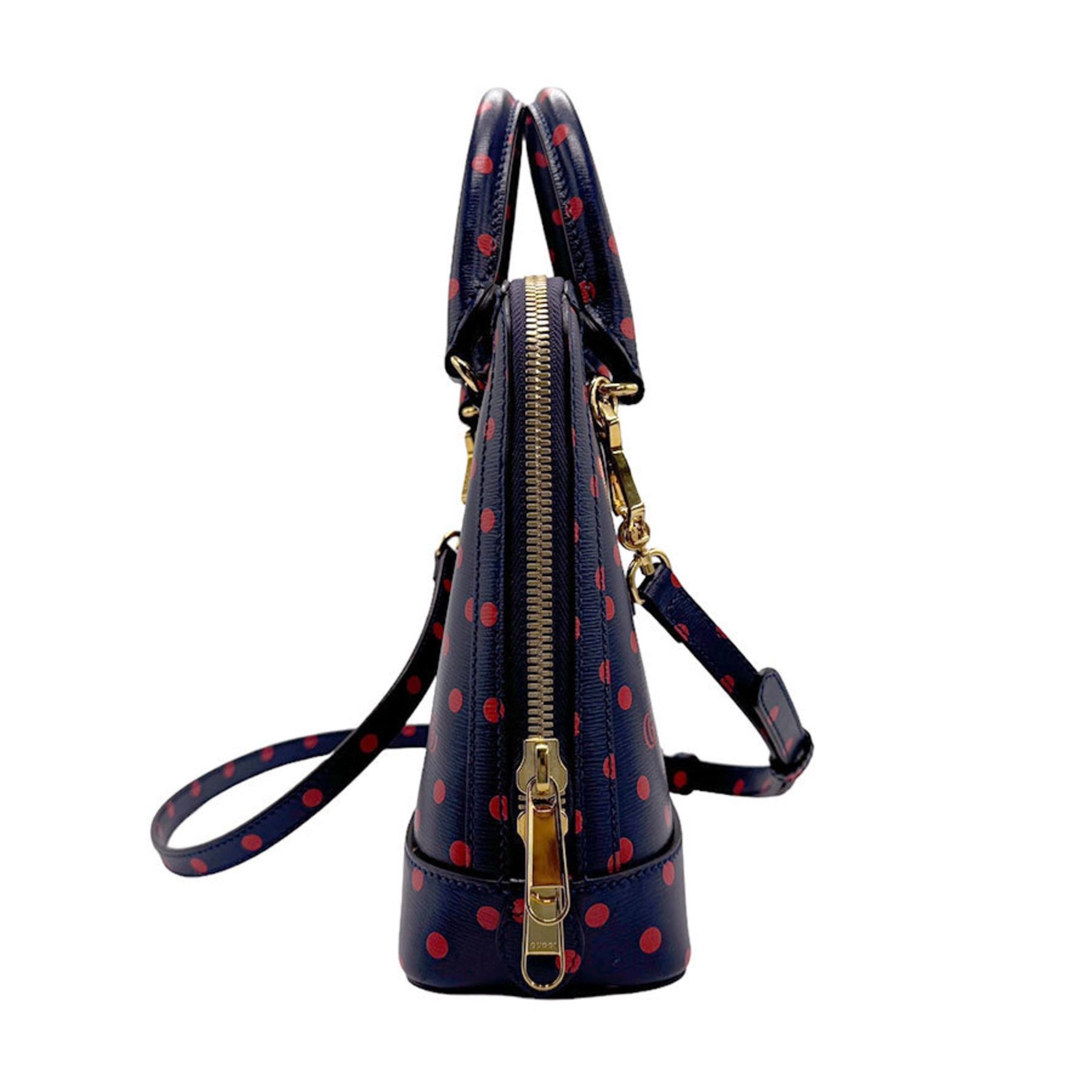 GUCCI Handbag Shoulder Bag Horsebit Leather Navy Red Gold