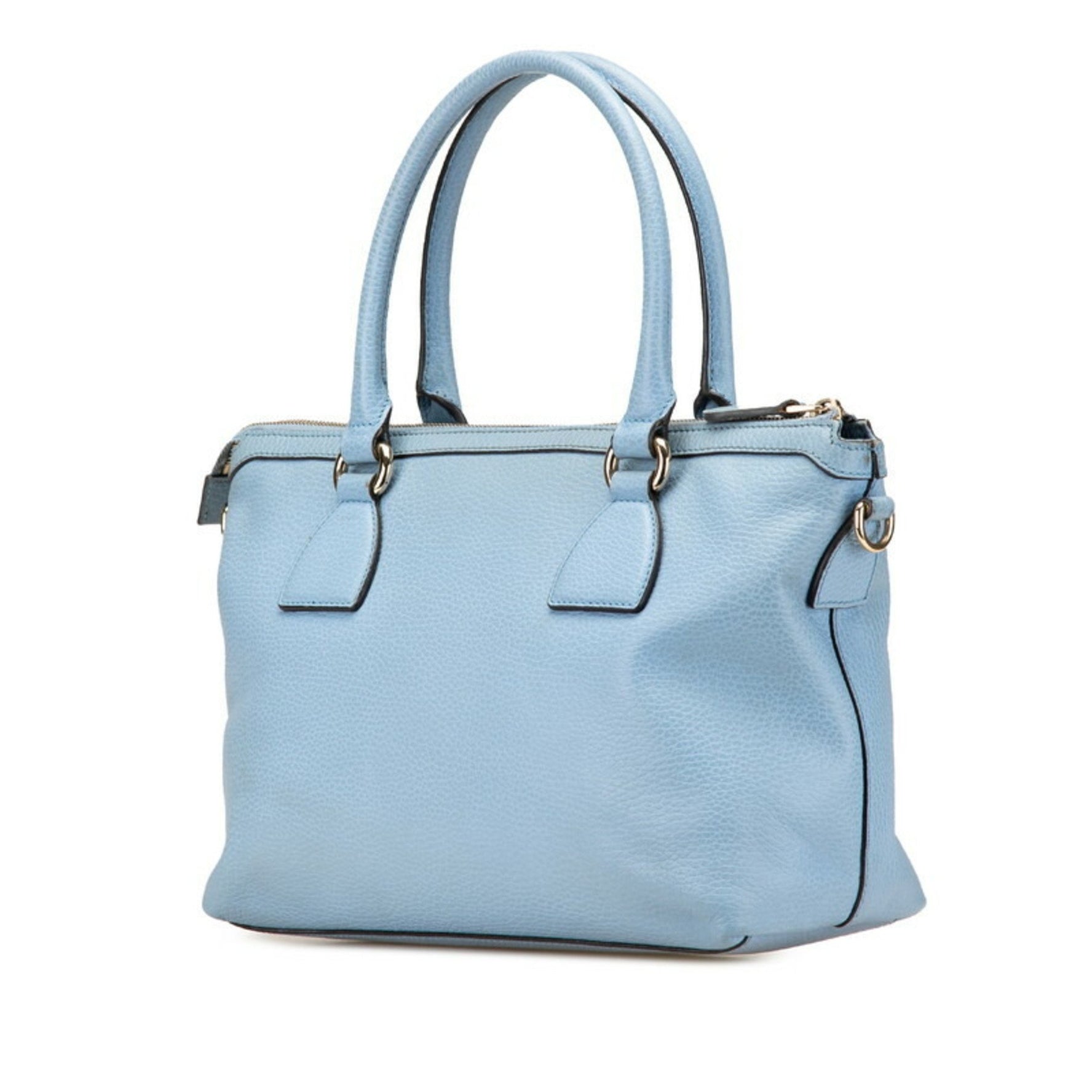 Gucci Interlocking G Handbag Shoulder Bag Light Blue Leather