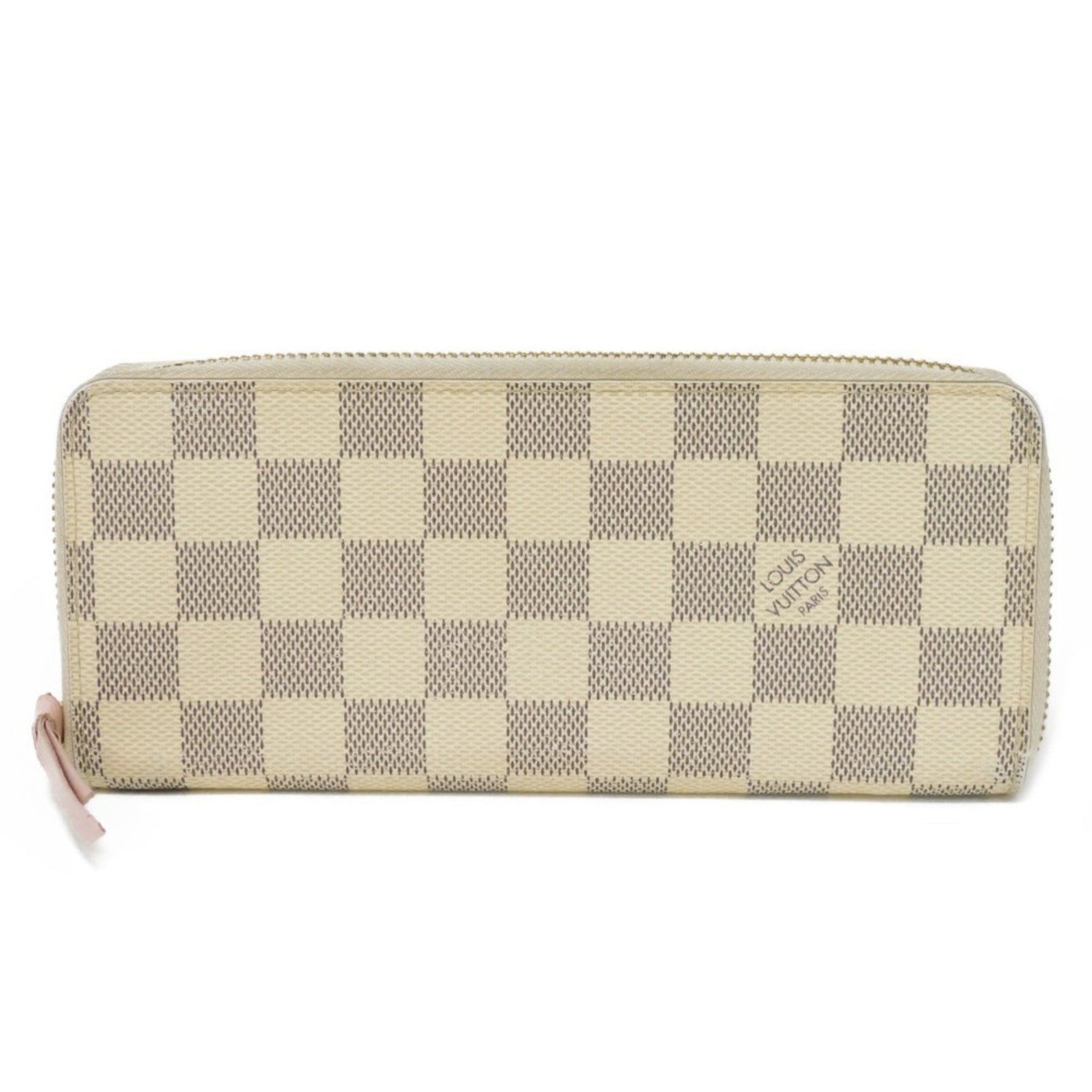 Louis Vuitton Long Wallet Portefeuille Clemence Ivory Round Damier Azur Rose Ballerine Billfold