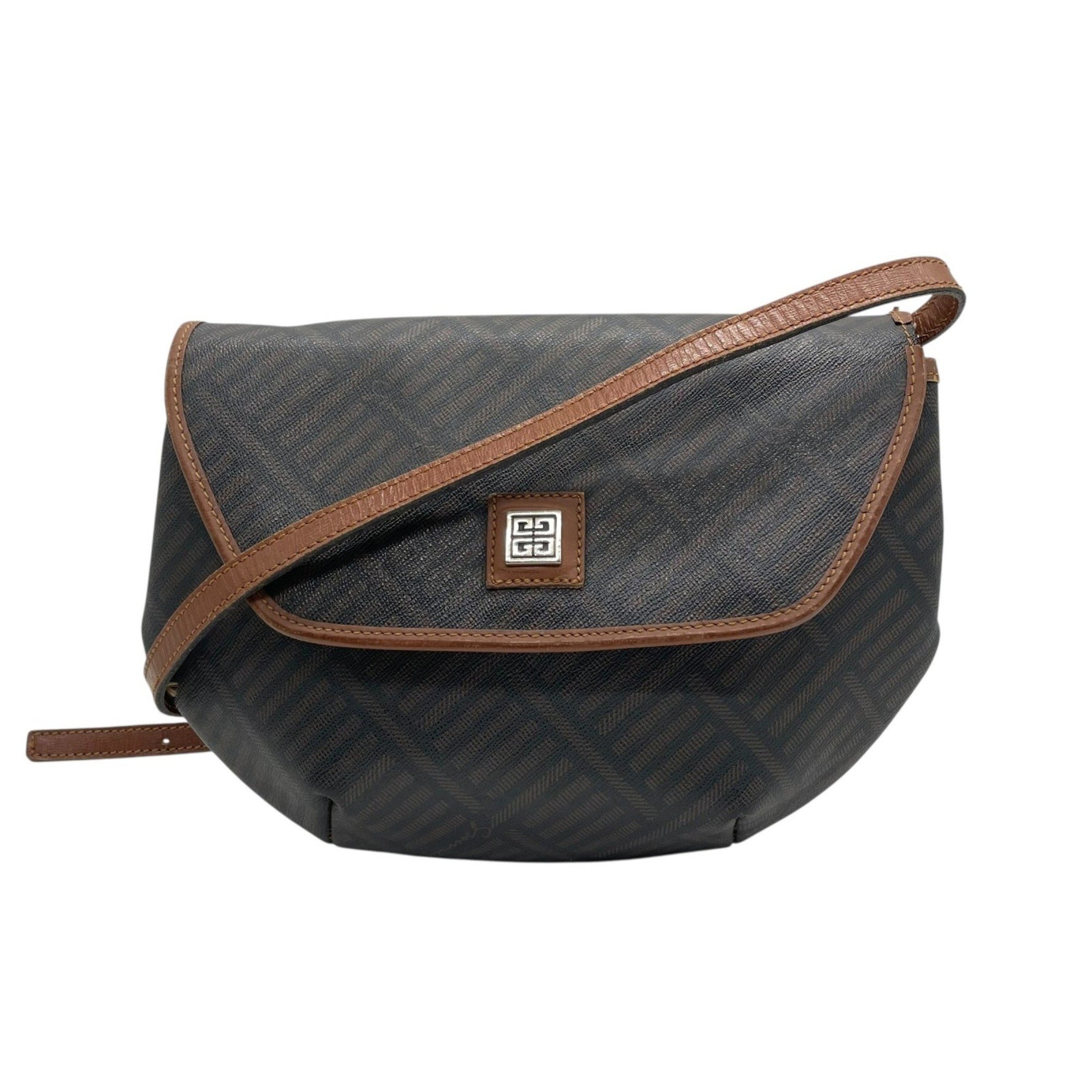 Givenchy Shoulder Bag Monogram Pattern Flap Black Logo Plate