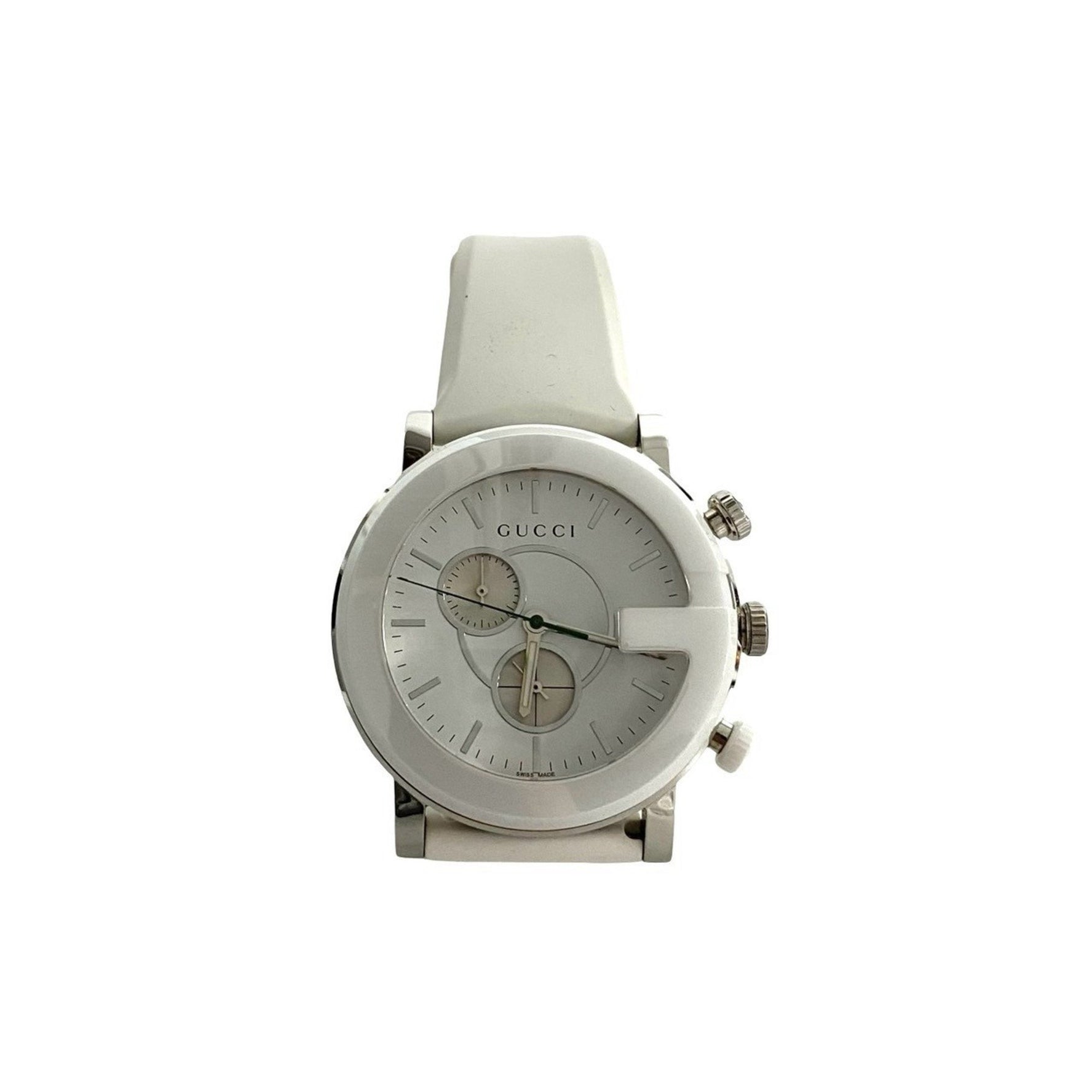 GUCCI G Chrono Quartz Stainless Steel Watch White and Silver