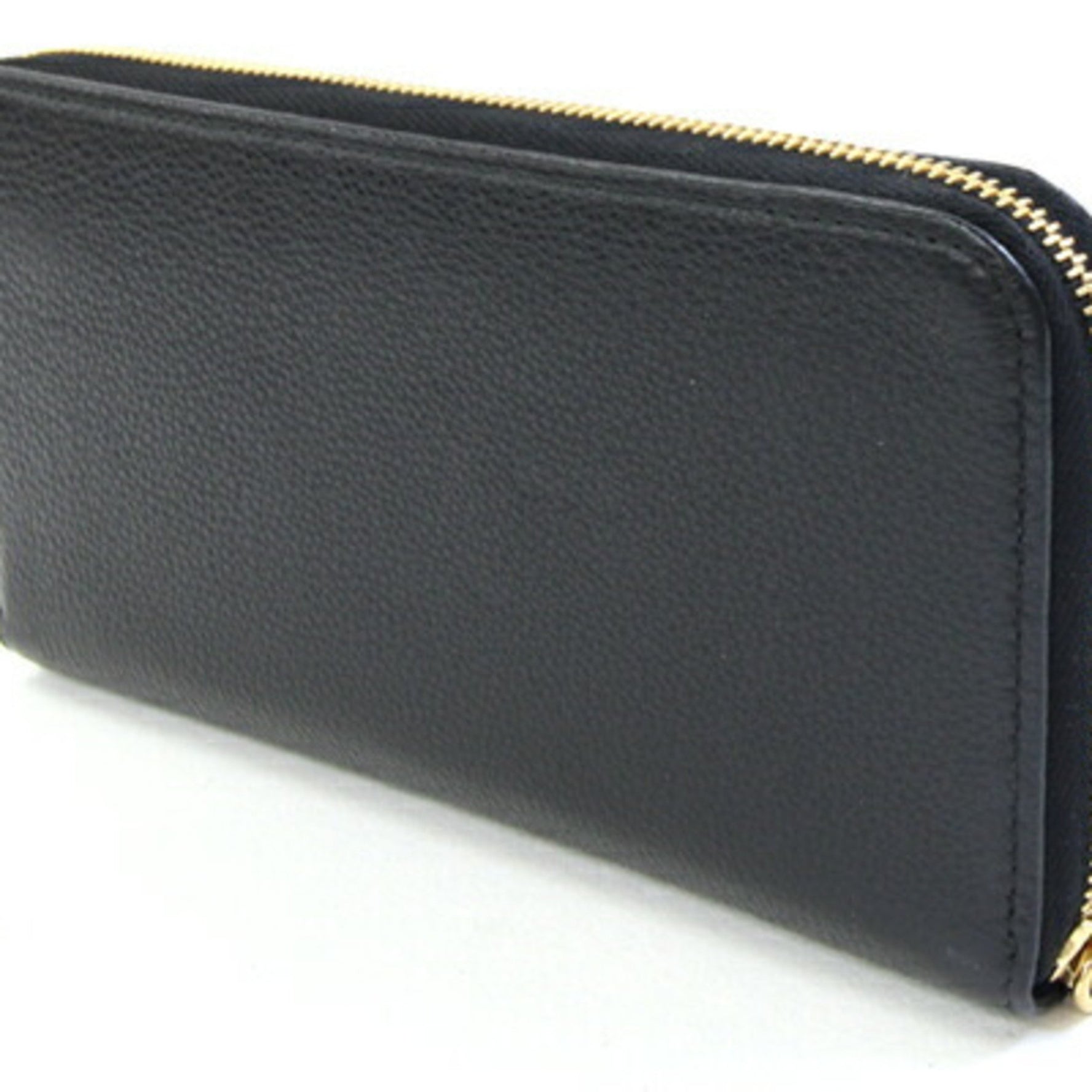 Prada Round Long Wallet 1ML506 Black Leather Women's PRADA