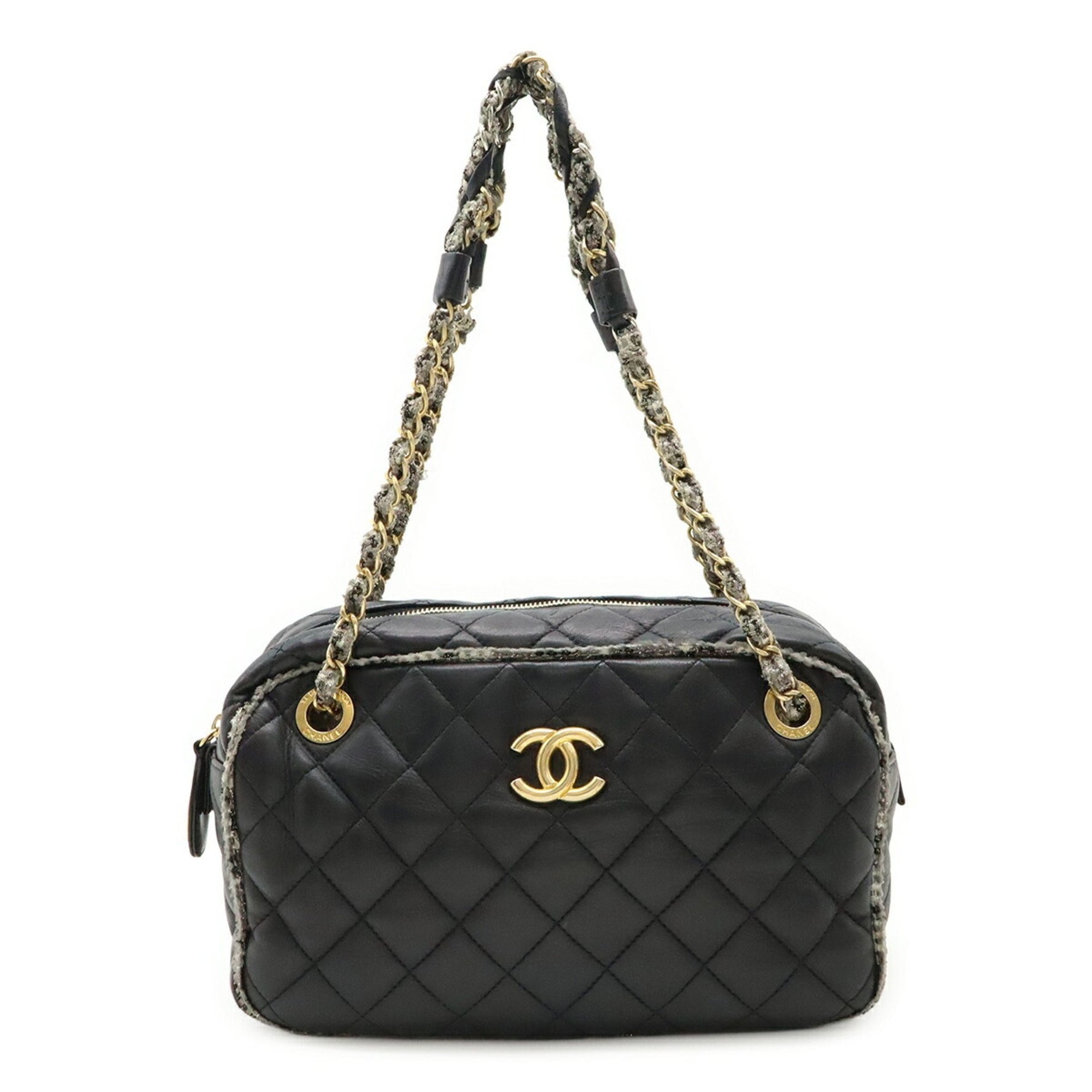 CHANEL Matelasse Coco Mark Shoulder Bag, Chain Lambskin Tweed