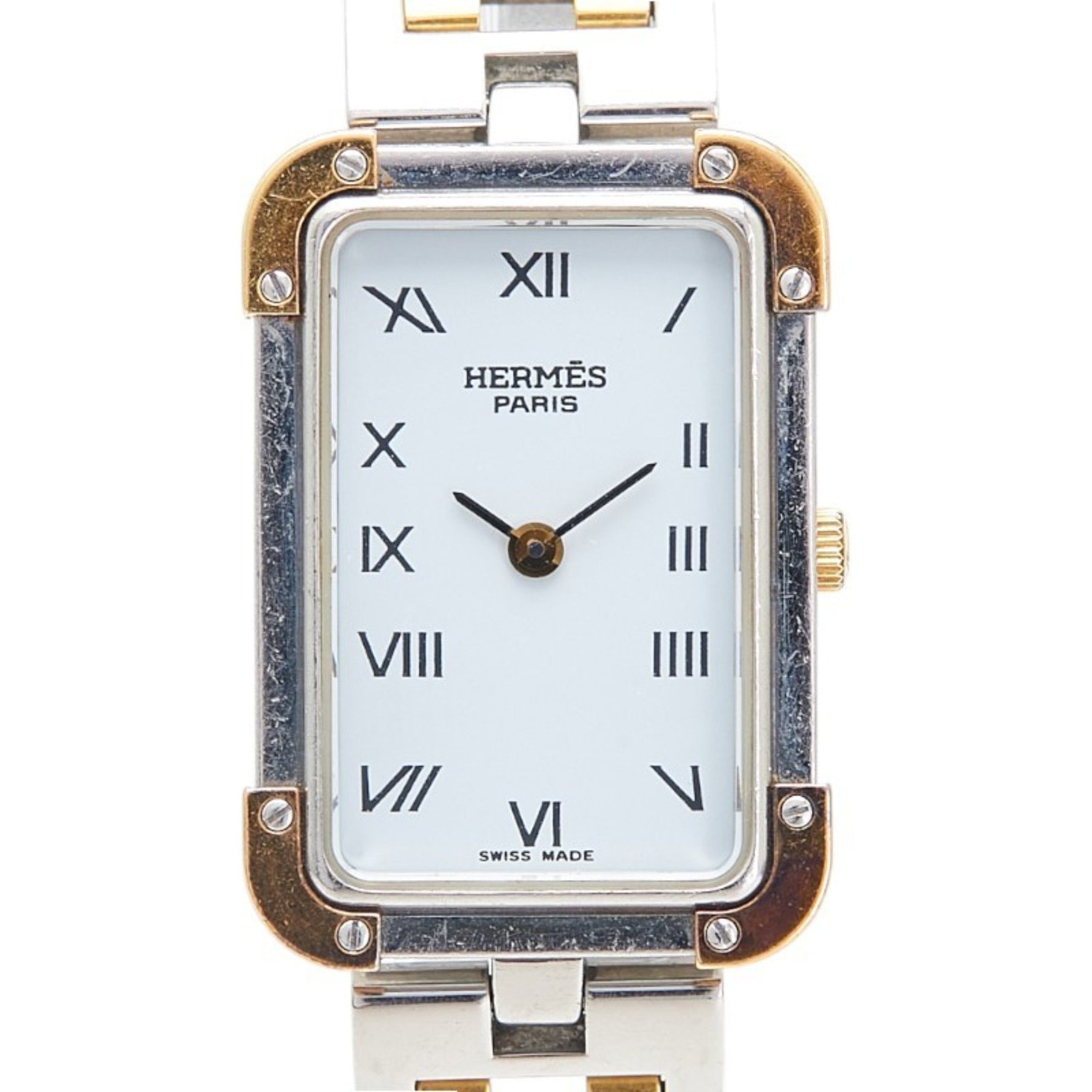 Hermès Cloiseur Watch Quartz Movement White Dial Stainless Steel Plated HERMES