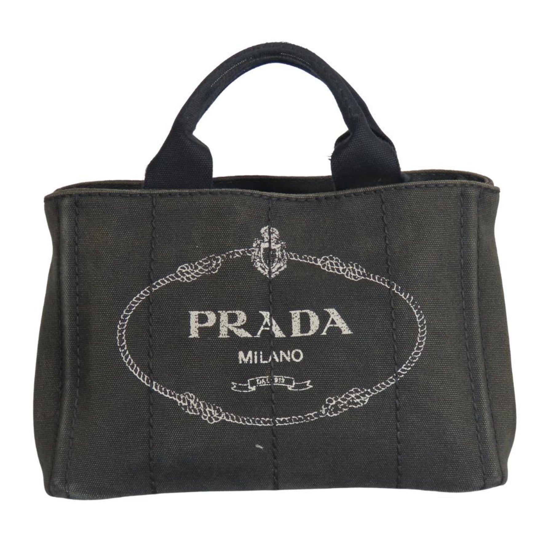 Prada Handbag Canapa Canvas NERO Black