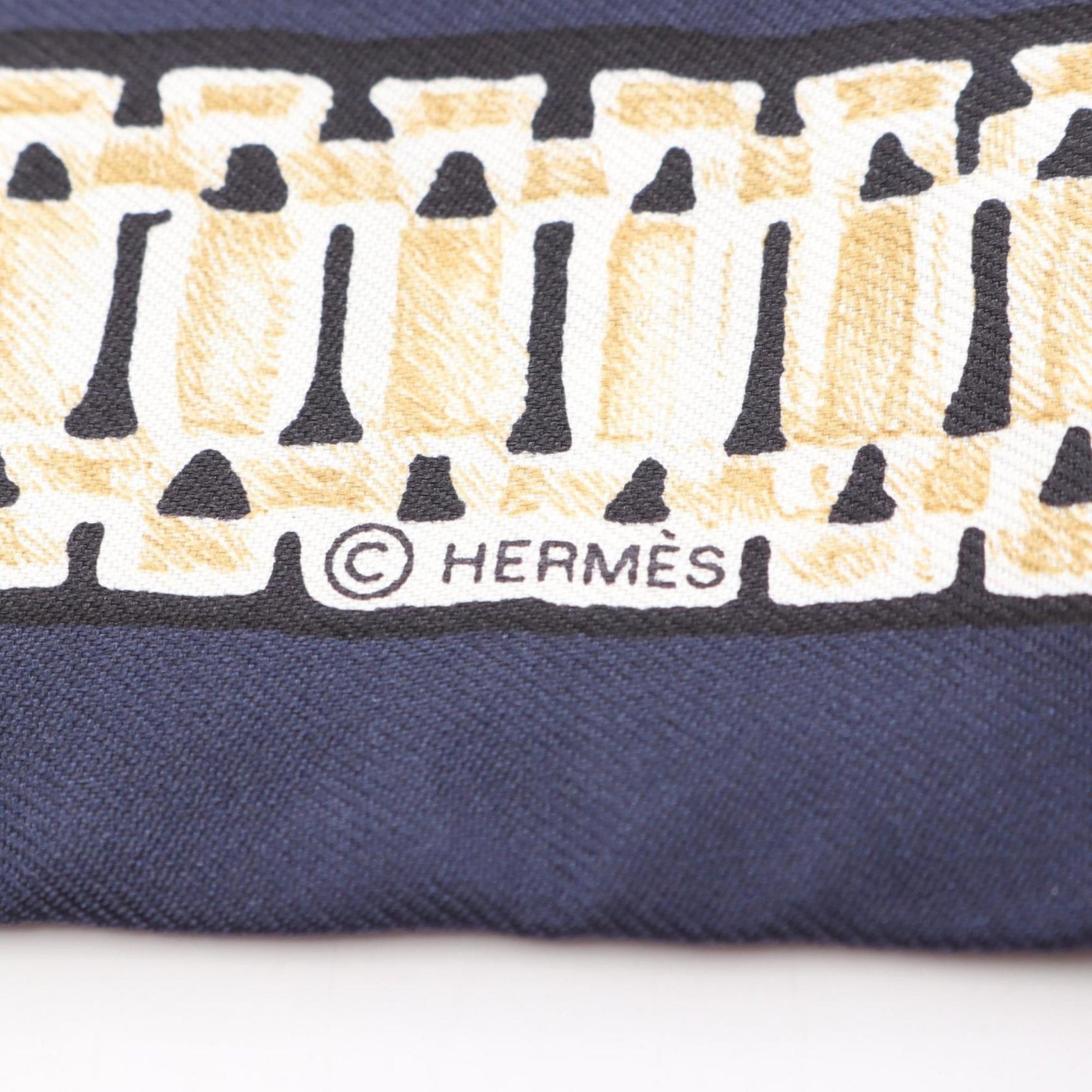 Hermes Hermès Le Tresor de Medor Twilly Silk Scarf in Navy, Black, and White