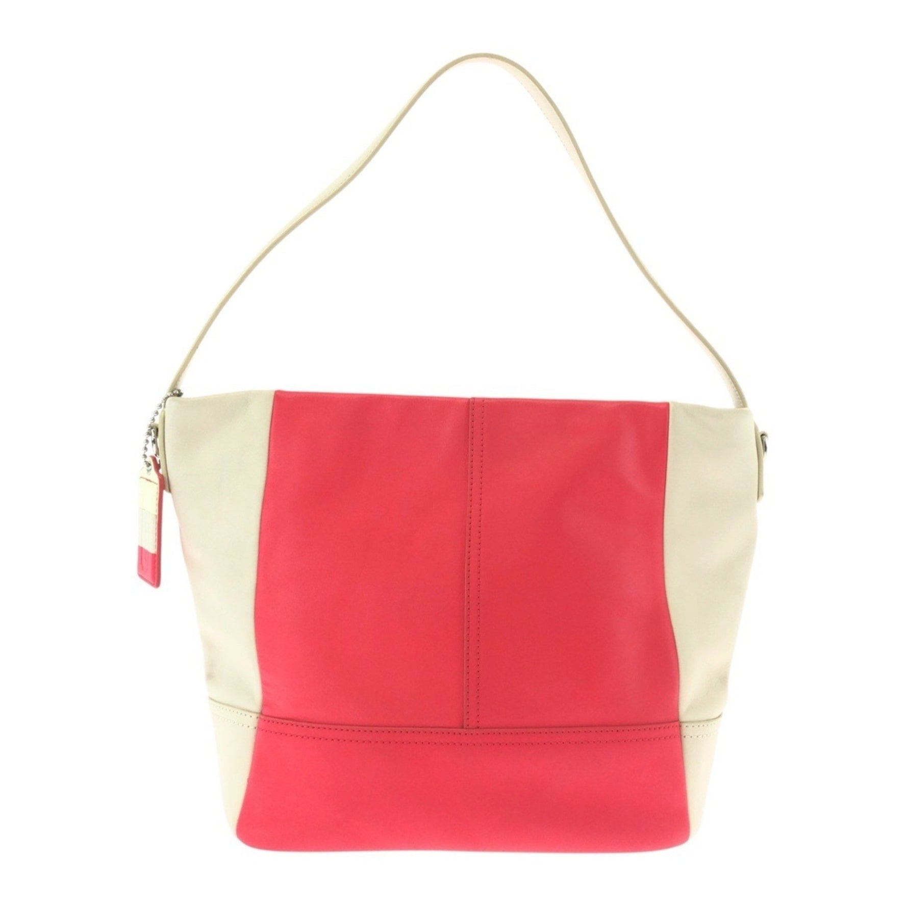 COACH Pink Ivory Silver Hardware Leather Shoulder Bag