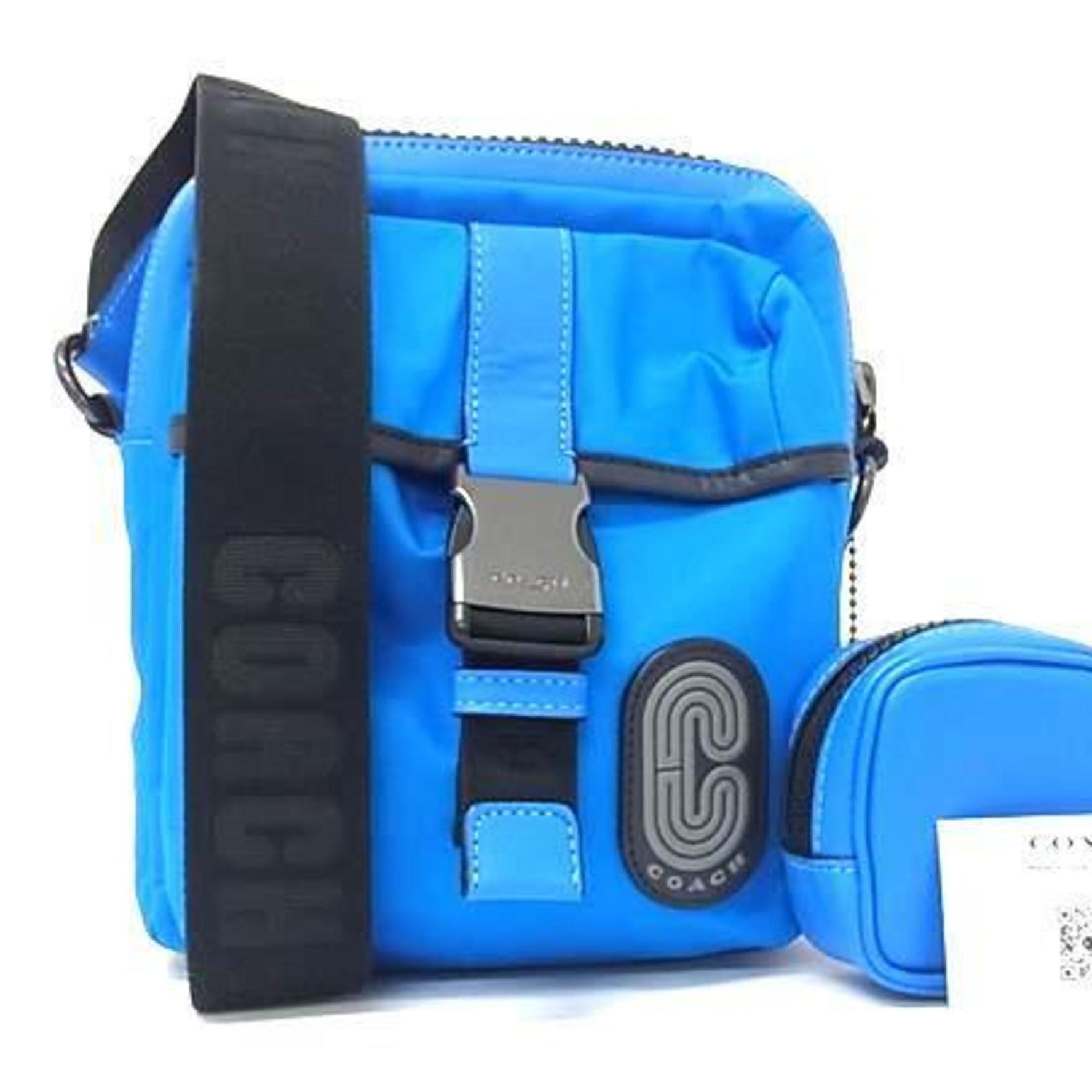 COACH Max Shoulder Bag Blue/Black Nylon/Leather