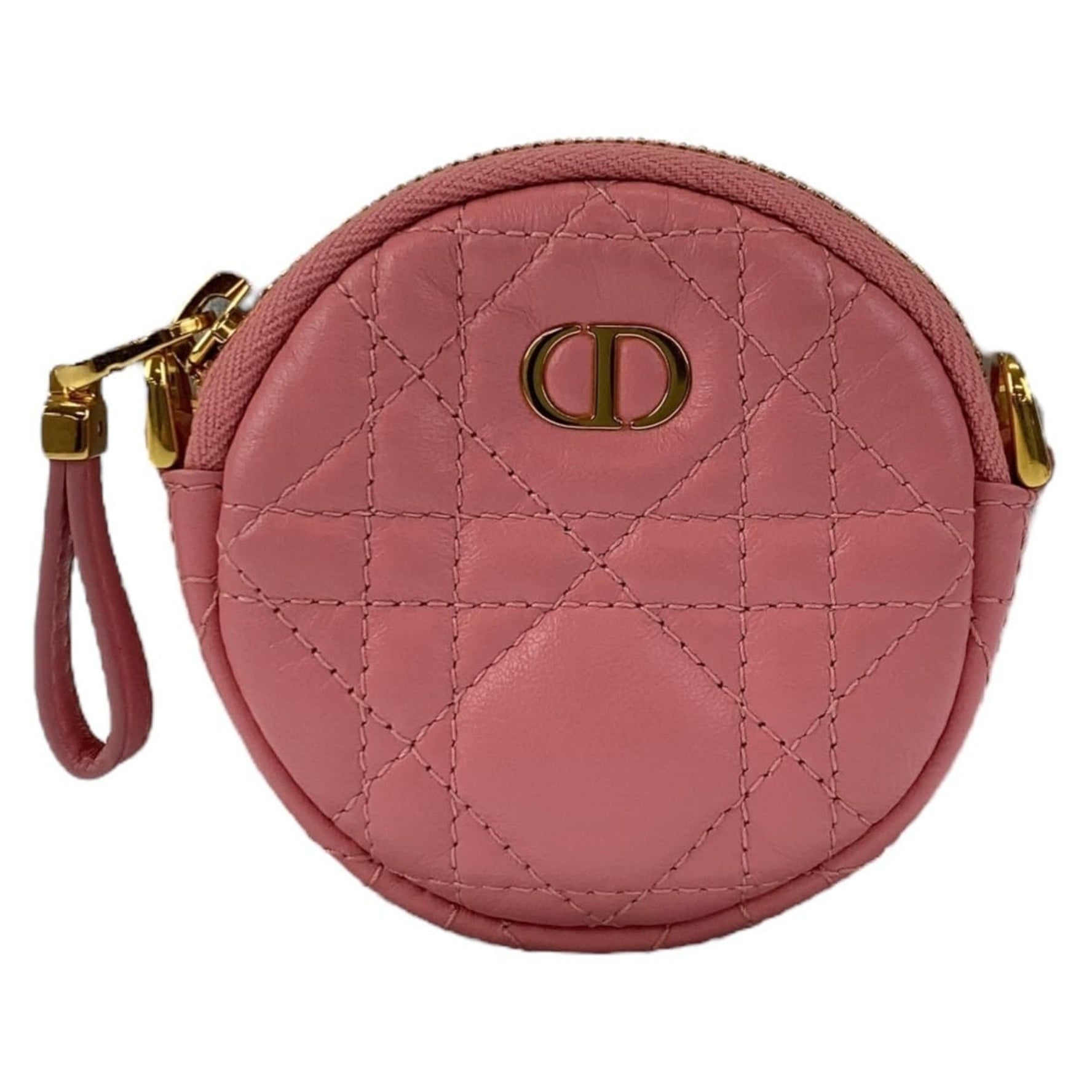 Christian Dior Dior Cannage Caro Mini Round Gold Hardware Leather Shoulder Bag Pouch