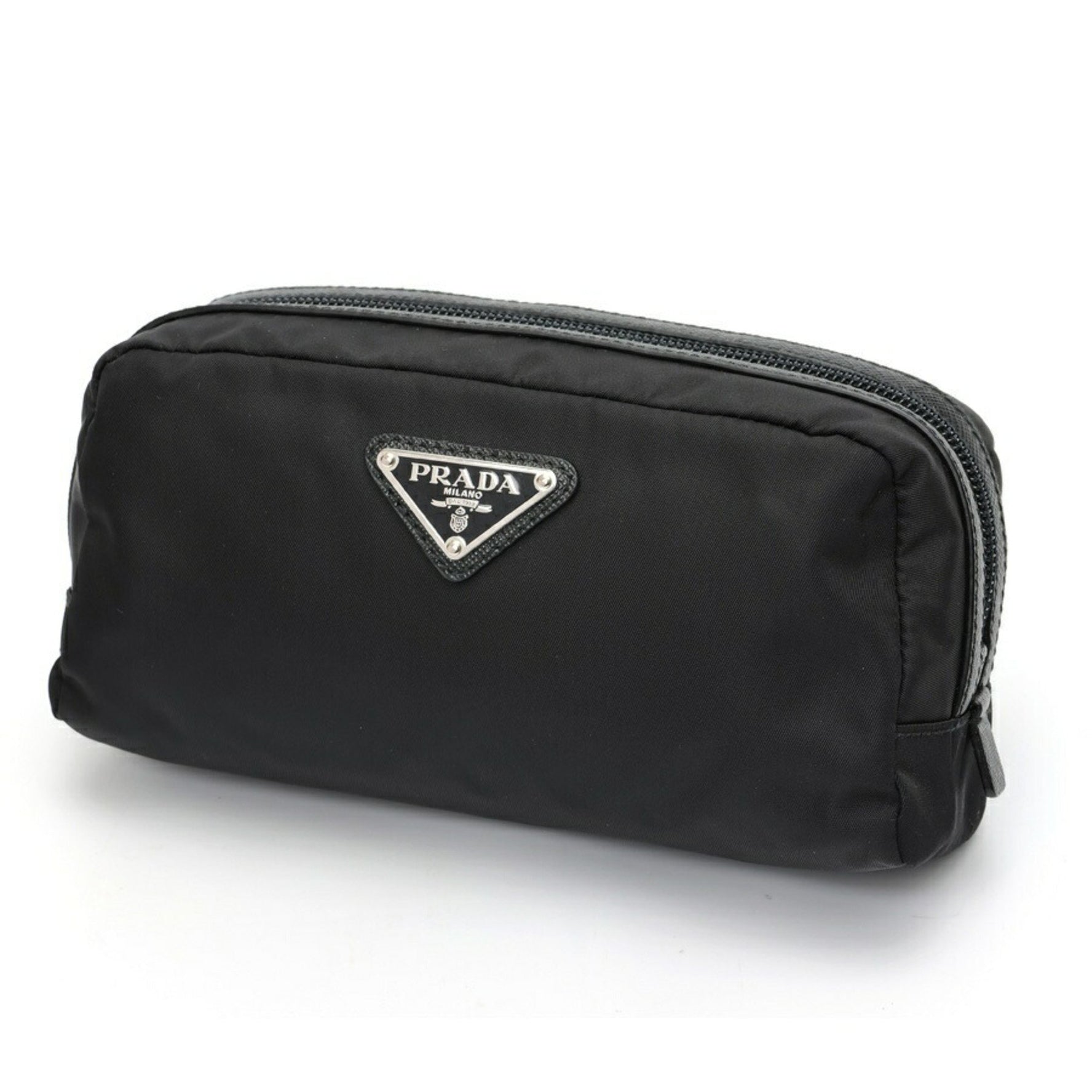 PRADA Re-Nylon x Saffiano Leather Necessaire Pouch Travel Nylon (Nero)