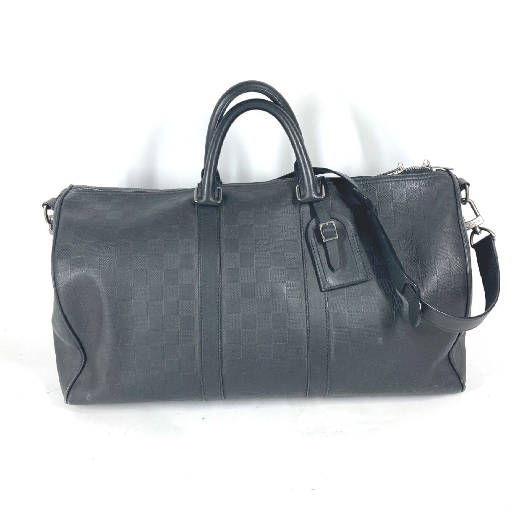 Louis Vuitton Damier Infini Keepall Bandouliere 45 bag Travel Shoulder Boston leather Men's Onyx Black