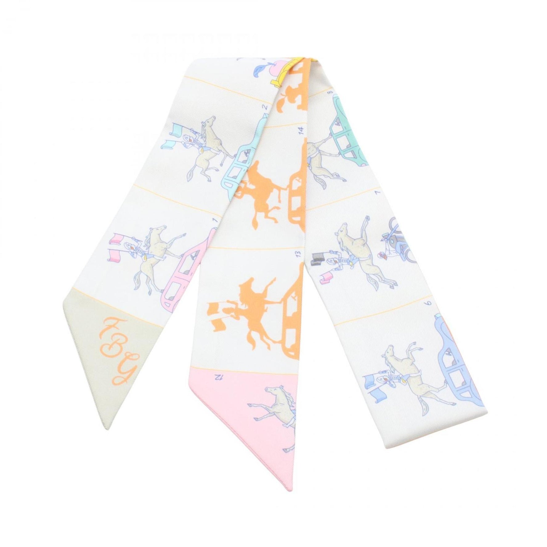 Hermes Hermès PARADE Twilly Silk Scarf in Gray and Multicolor